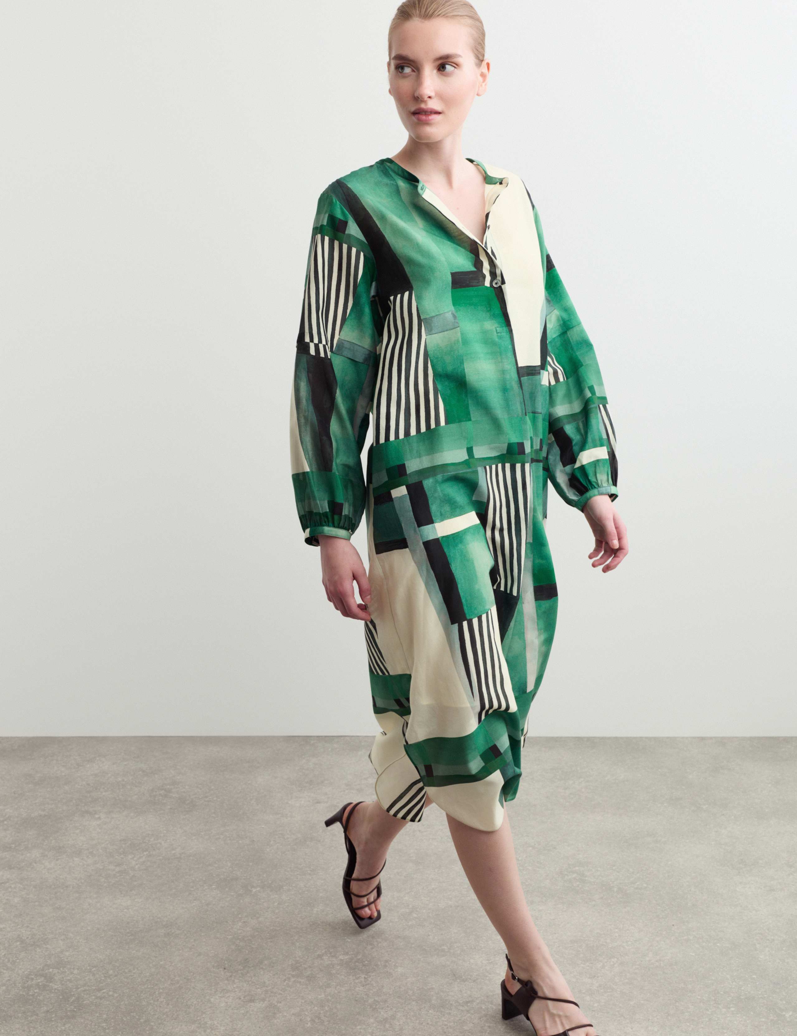 Cotton Rich Geometric Midi Shirt Dress 5 of 8