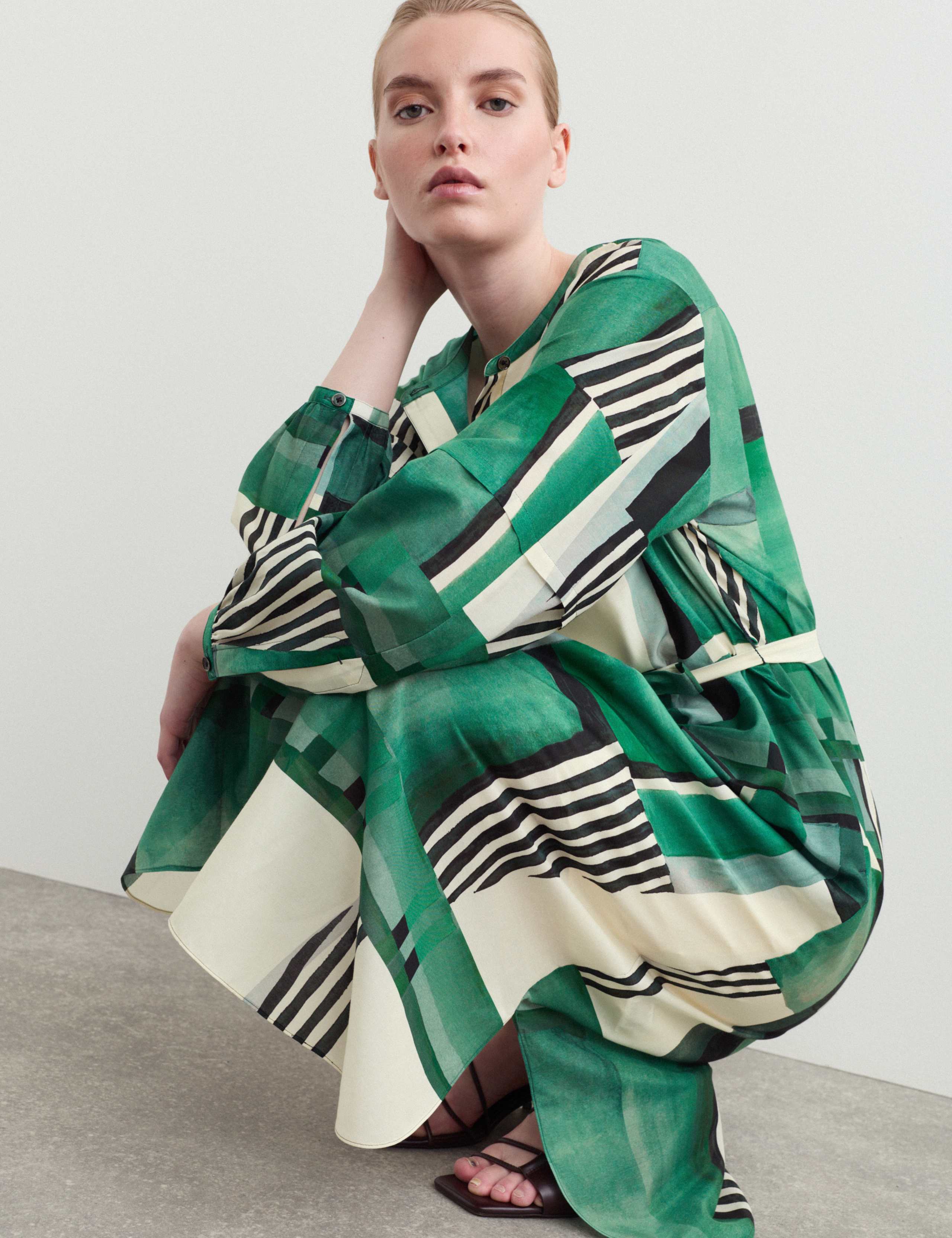 Cotton Rich Geometric Midi Shirt Dress 6 of 8