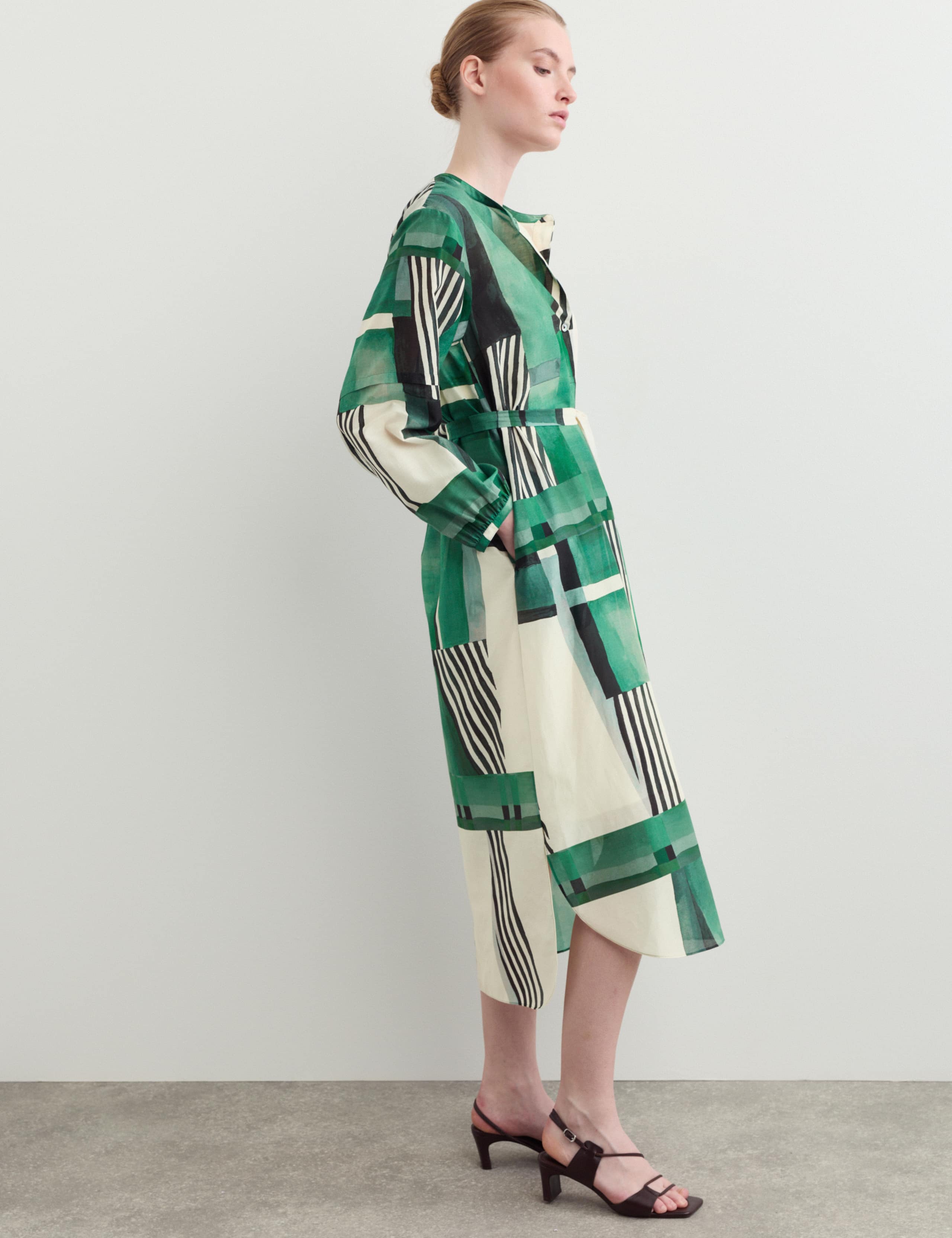 Cotton Rich Geometric Midi Shirt Dress 7 of 8