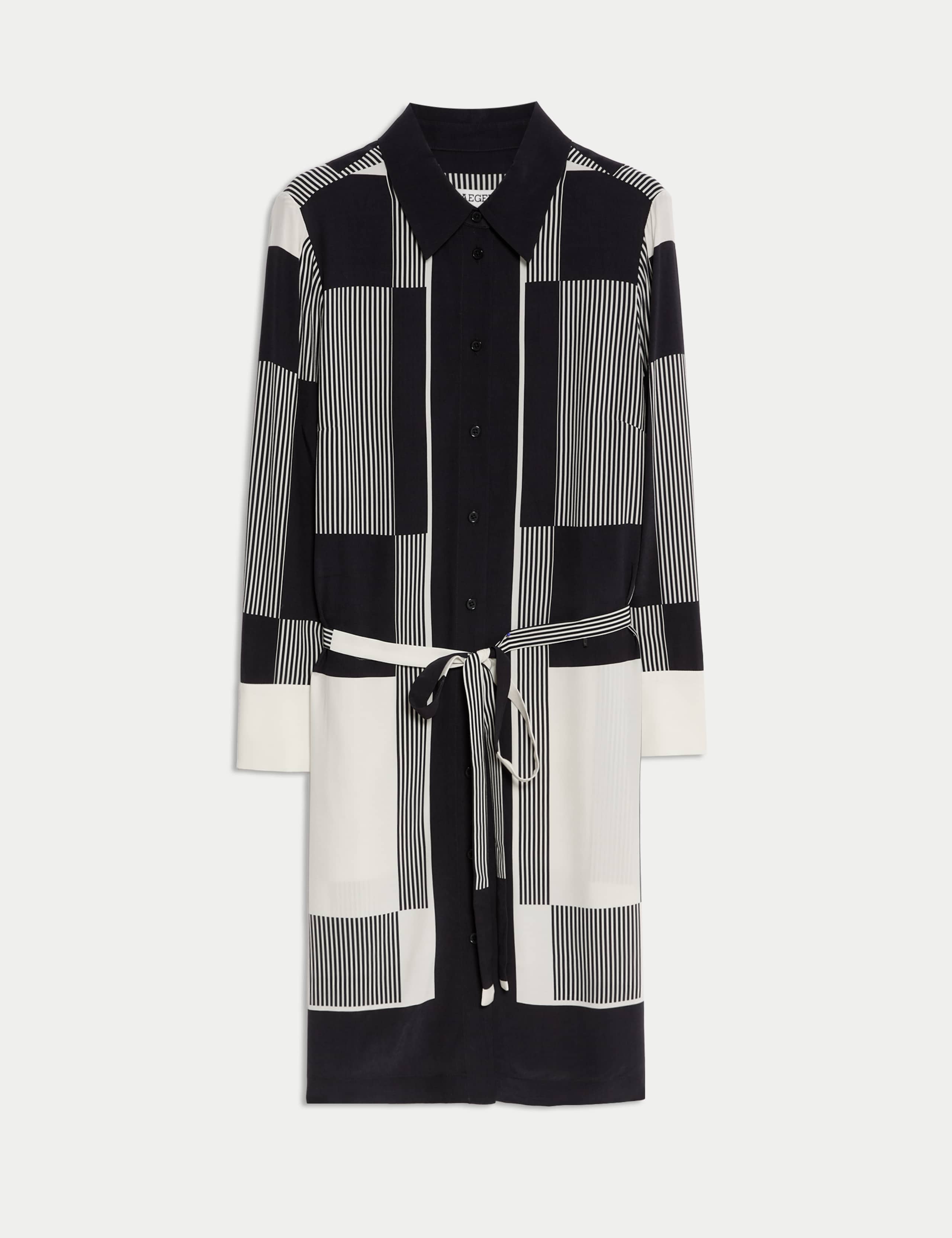 Printed Belted Knee Length Shirt Dress 2 of 7