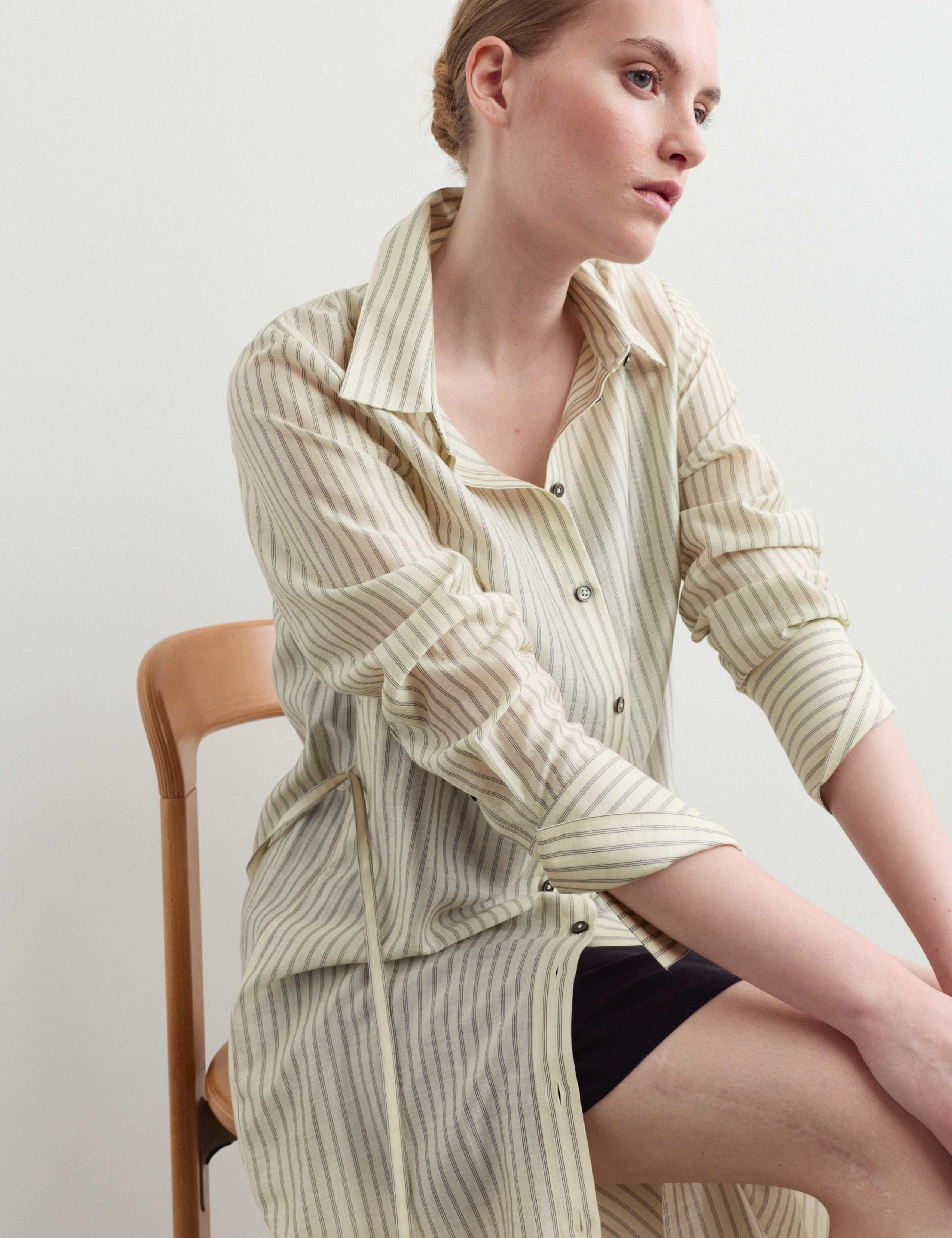 Tencel™ Rich Striped Midi Shirt Dress 3 of 7
