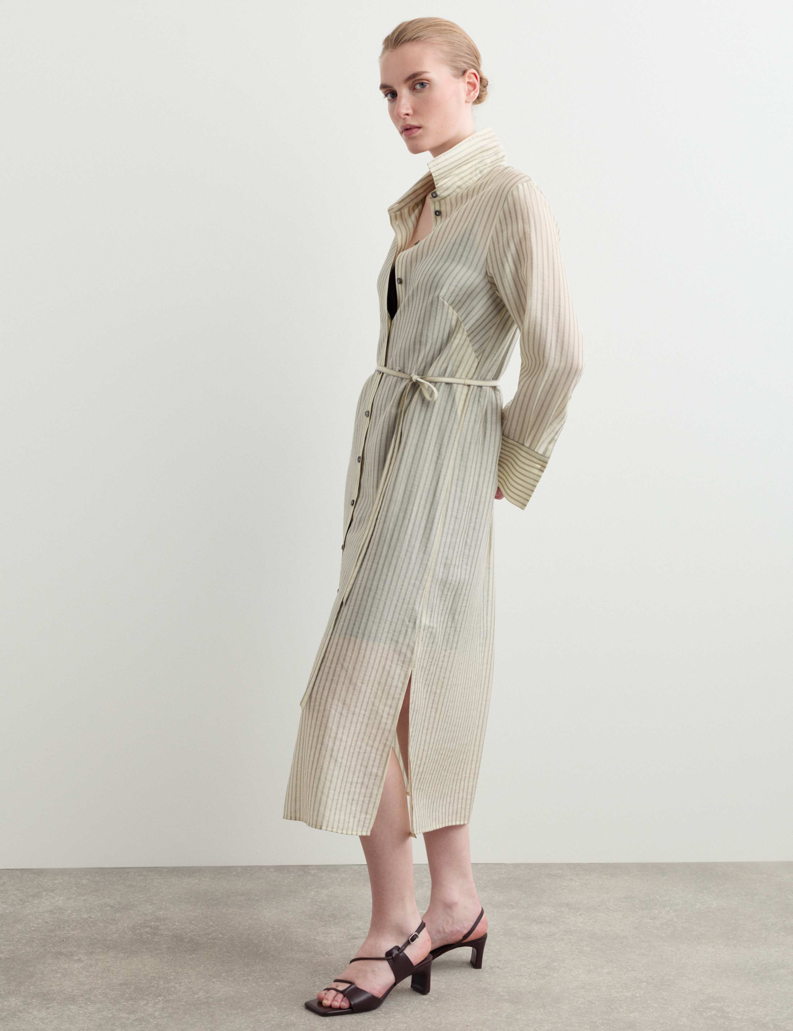 Tencel™ Rich Striped Midi Shirt Dress 6 of 7
