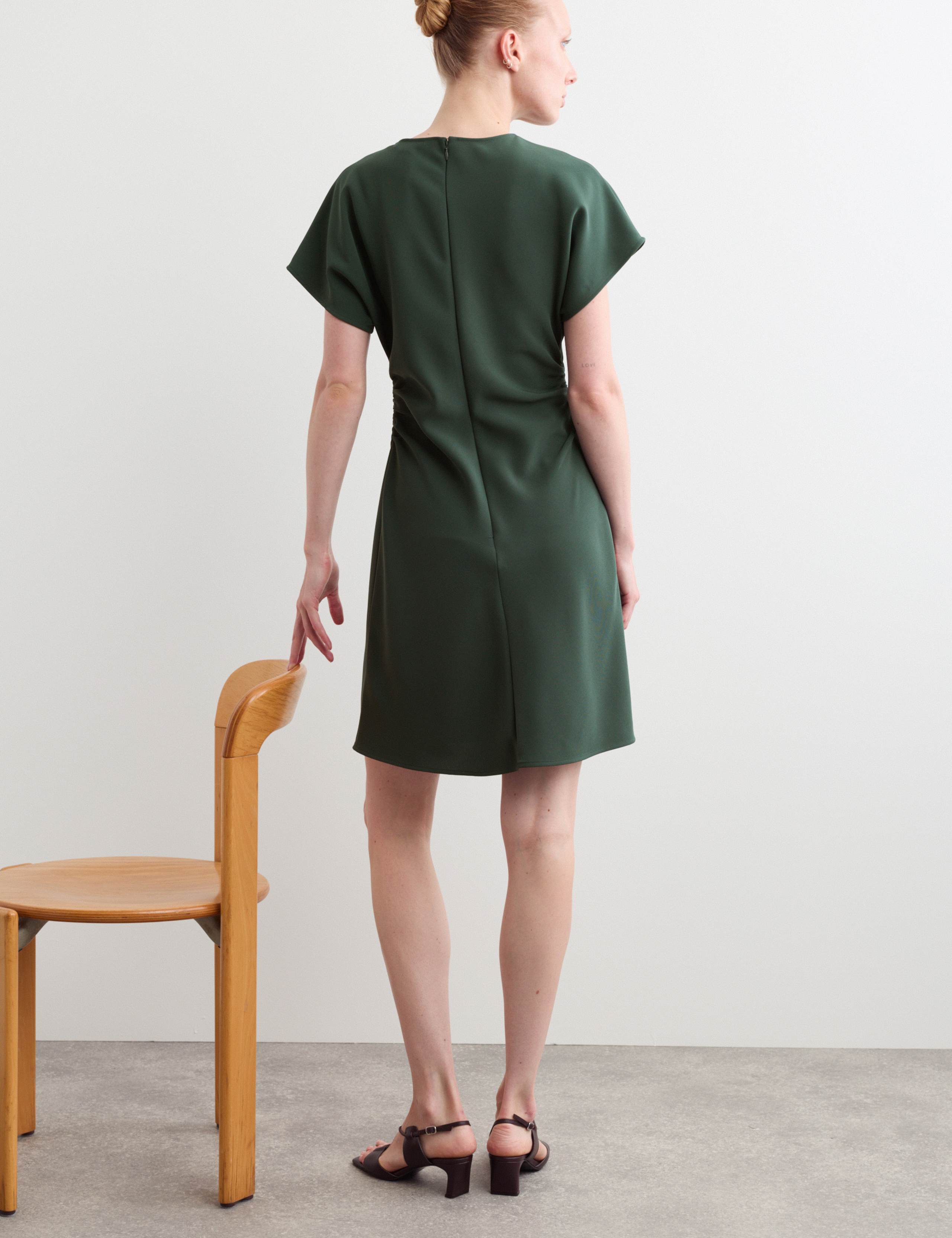 Crepe Ruched Short Waisted Dress 6 of 8