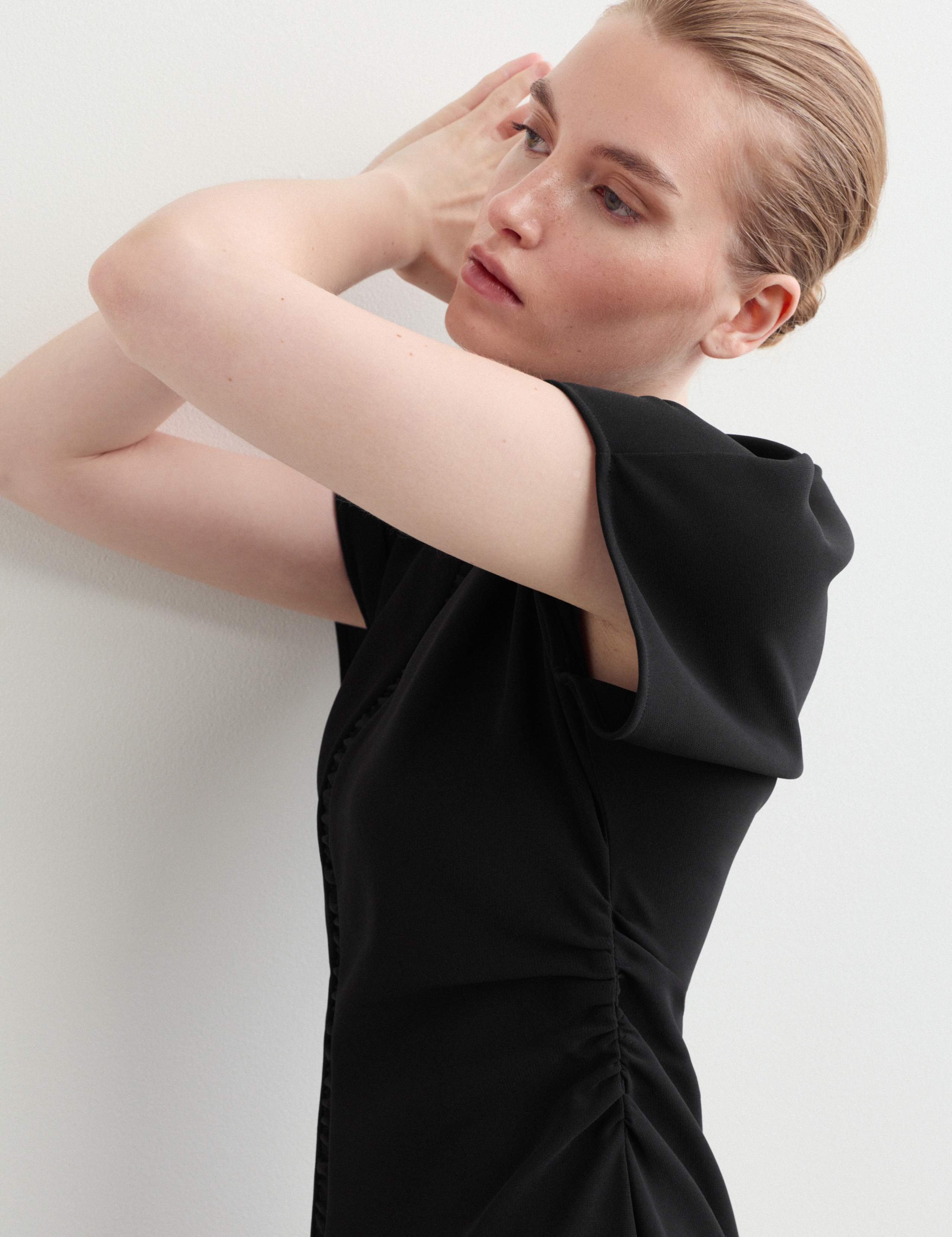 Crepe Ruched Short Waisted Dress 4 of 9