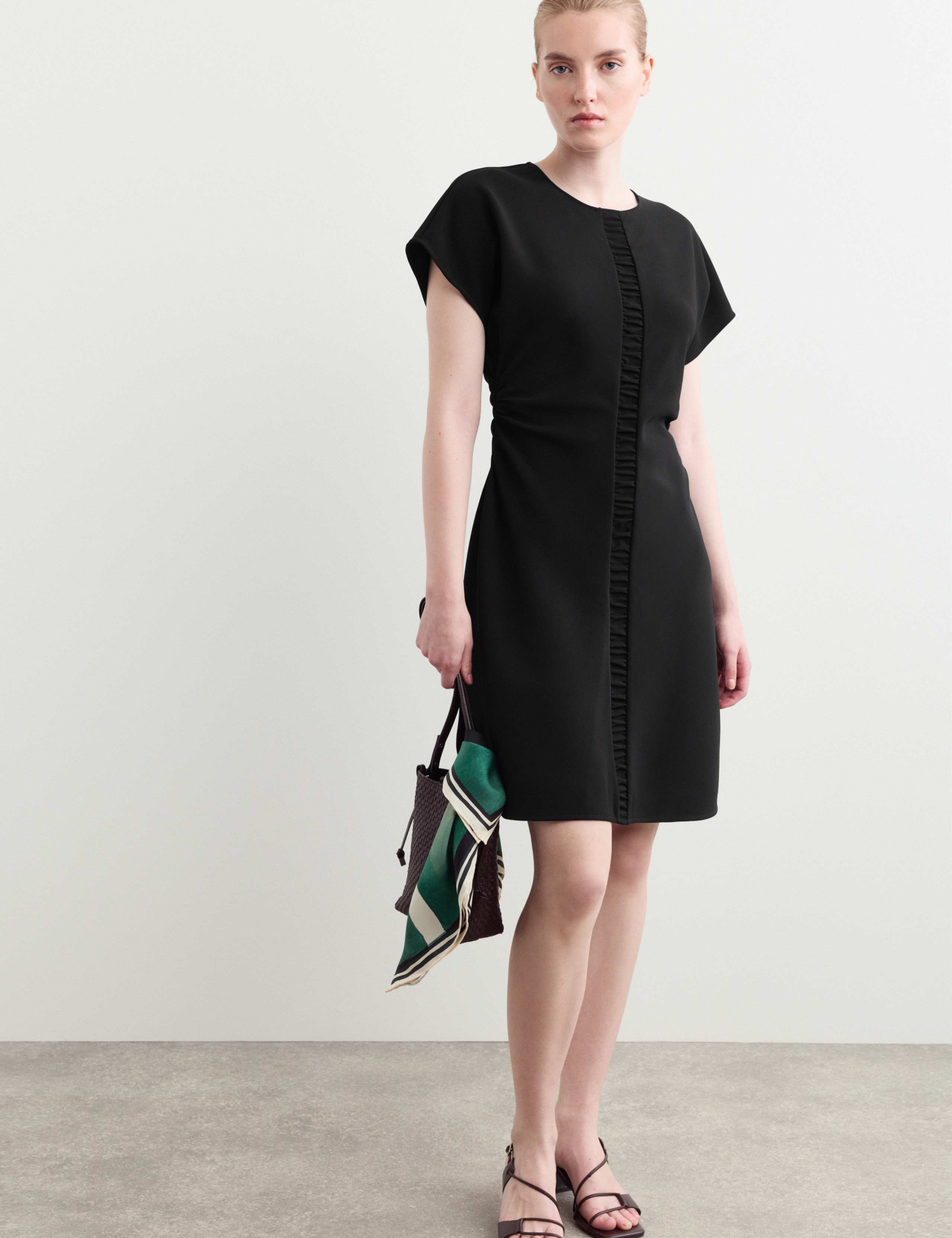 Crepe Ruched Mini Waisted Dress 5 of 9