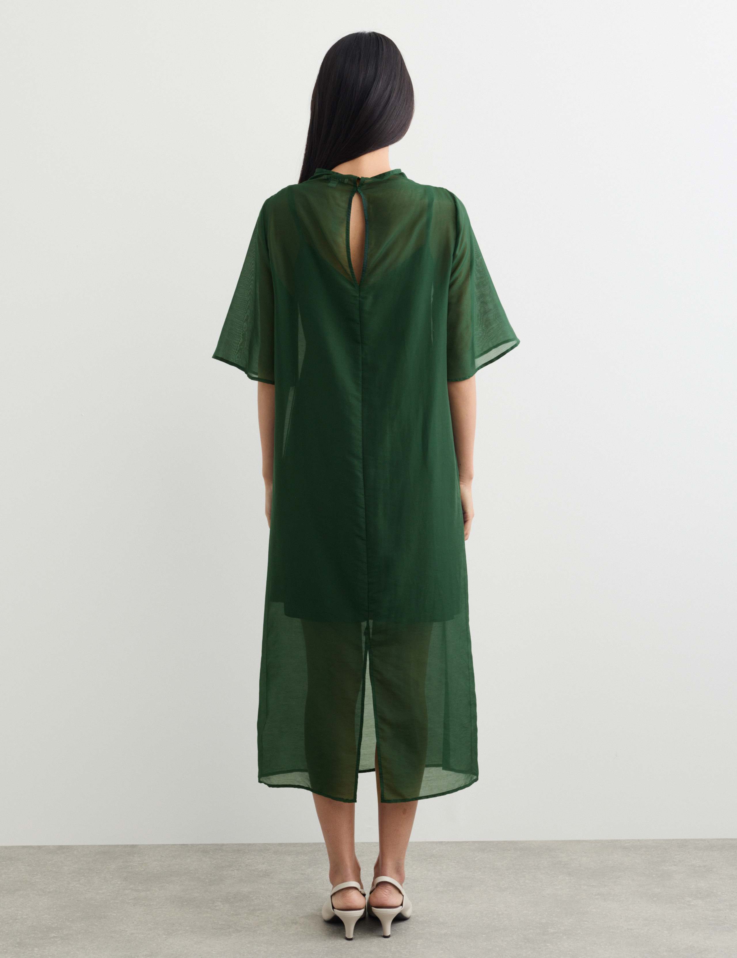 Organza Funnel Neck Midi Shift Dress 6 of 6