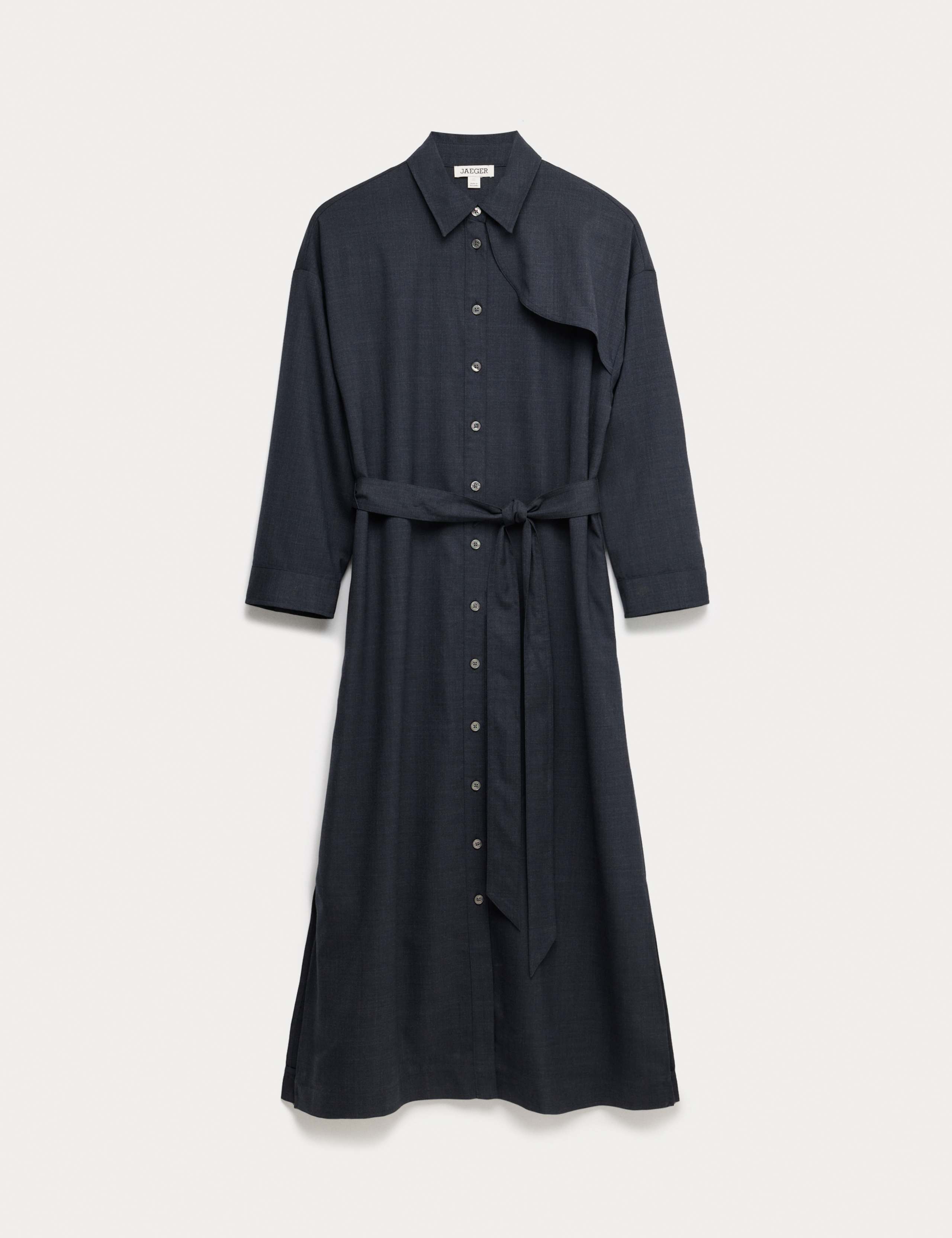 Wool Rich Button Front Trench Midi Dress 2 of 7