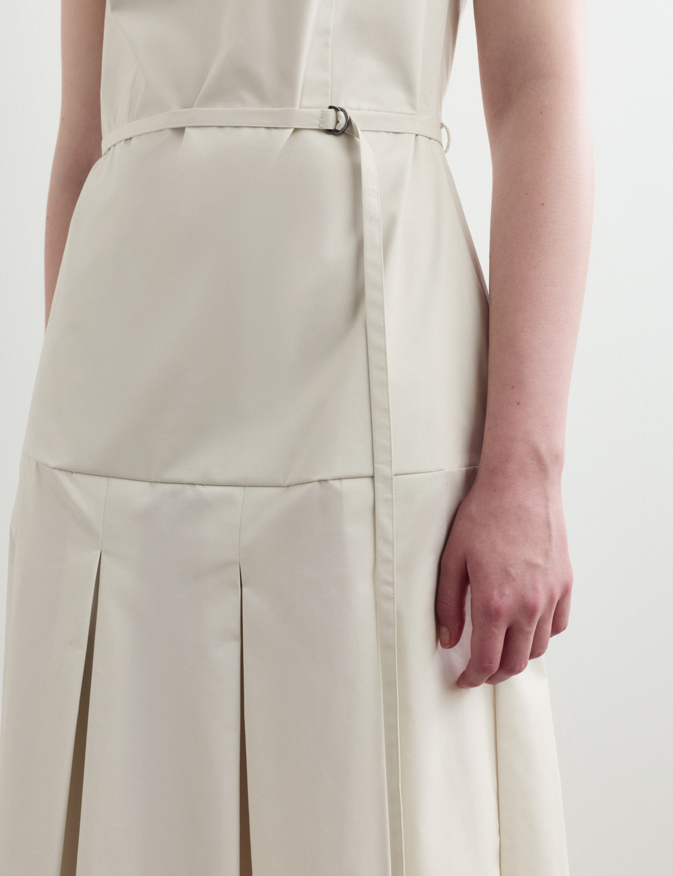 Cotton Blend Pleated Midi Waisted Dress 5 of 8