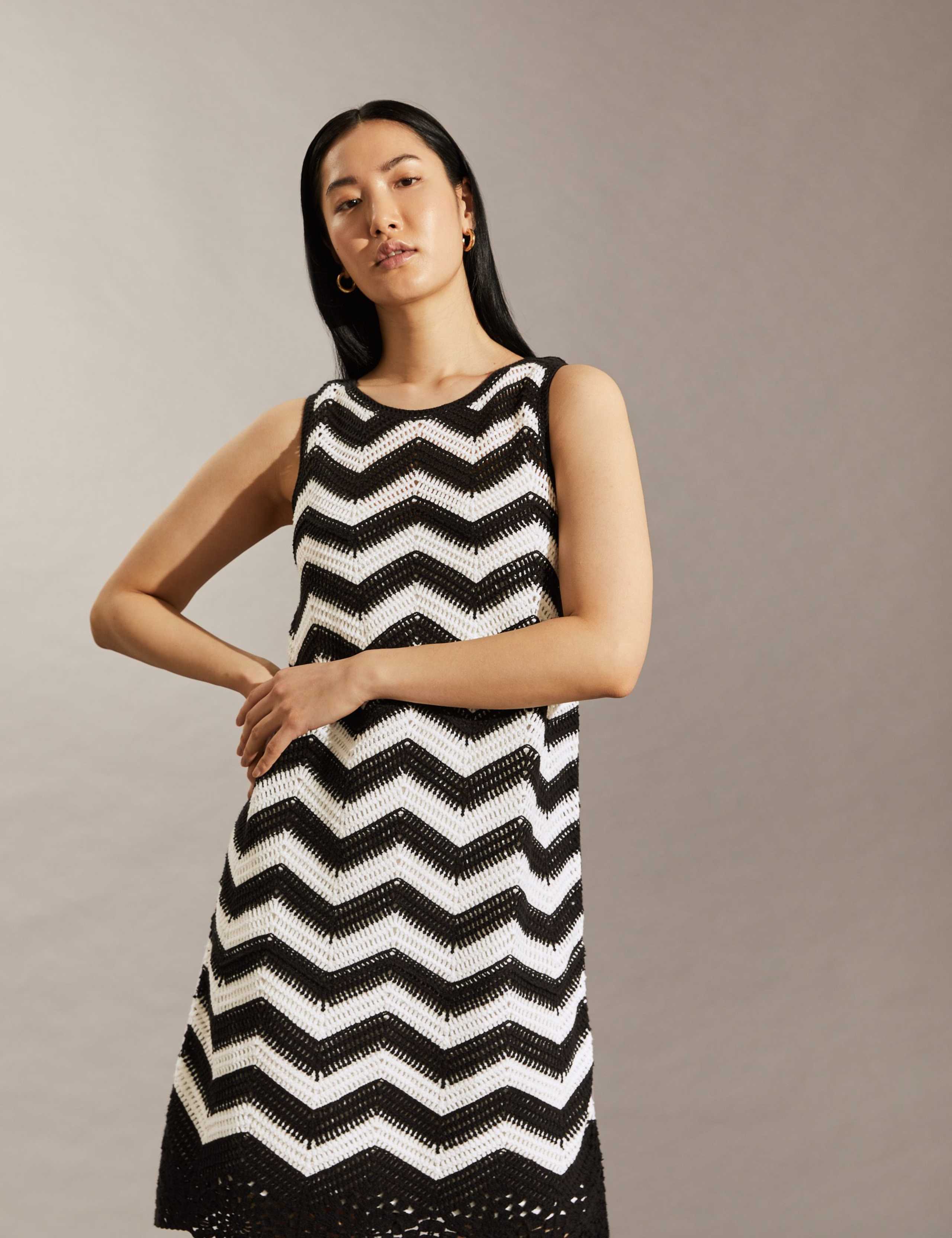 Cotton Rich Striped Midi Shift Dress 3 of 6