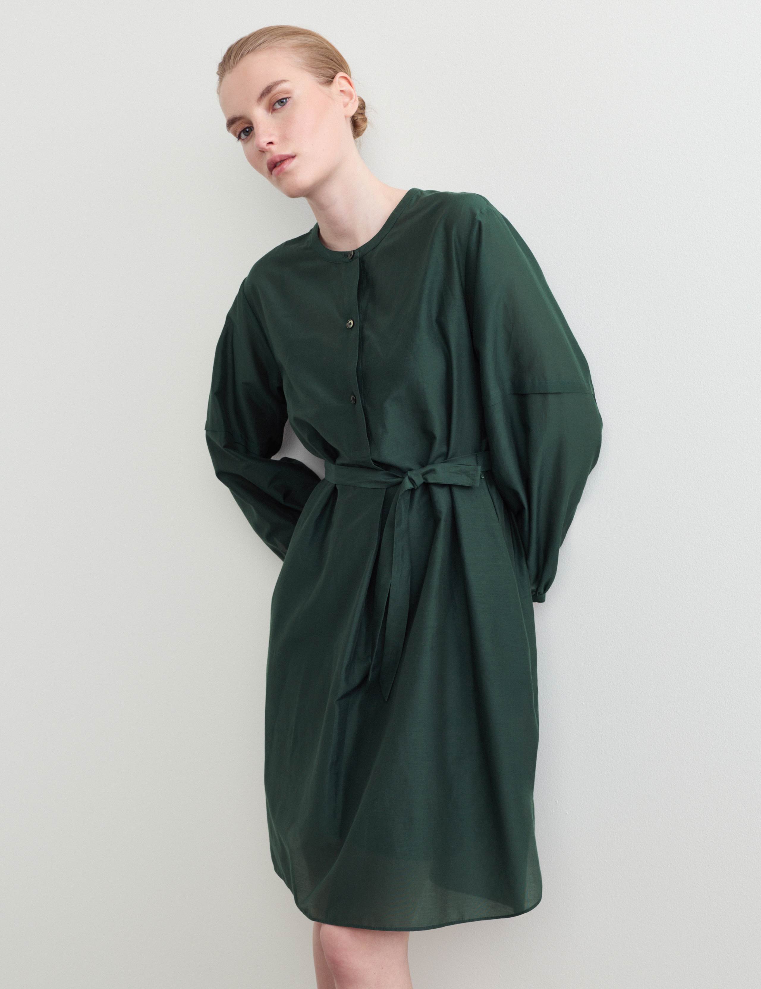 Cotton Silk Blend Knee Length Shirt Dress 1 of 7