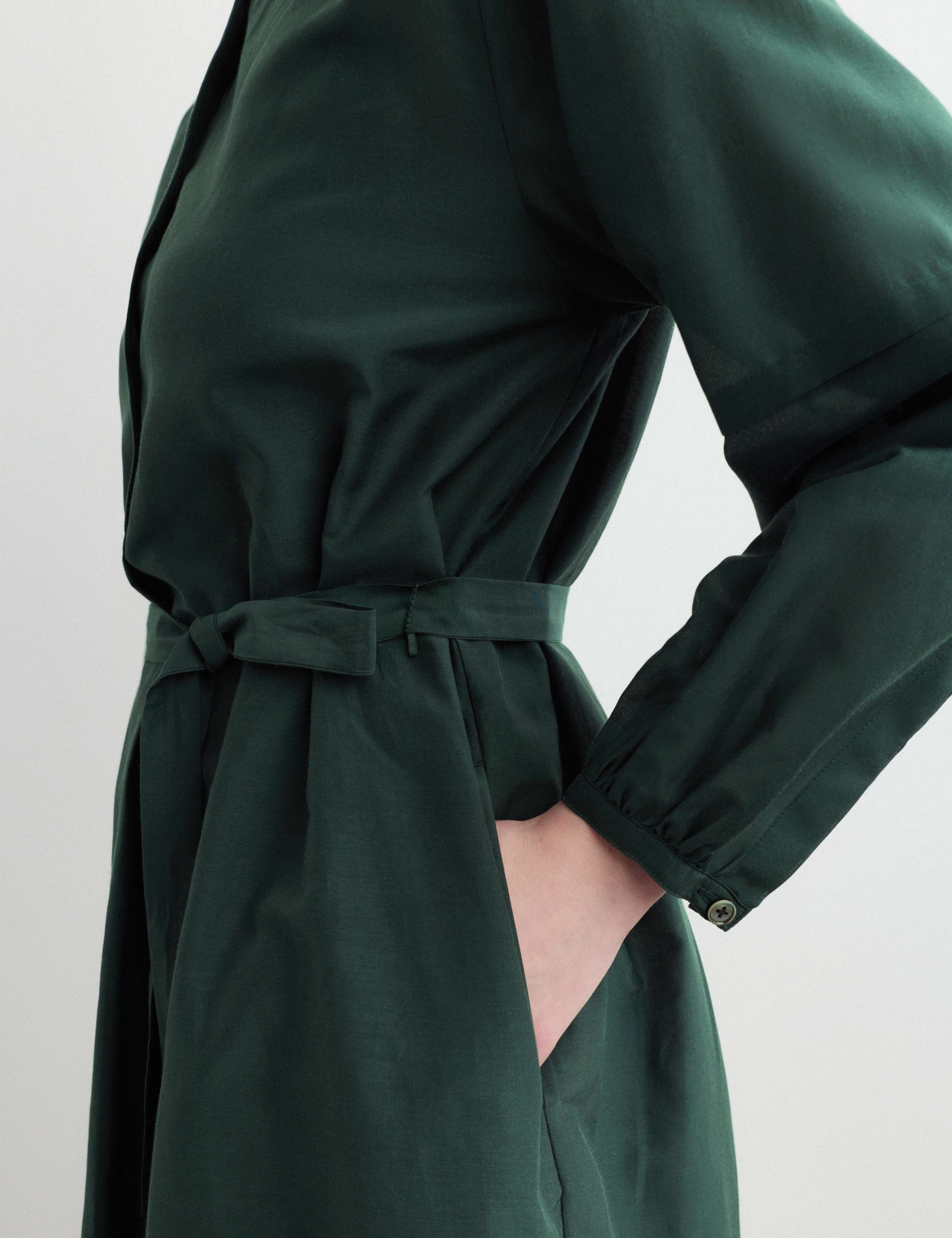 Cotton Silk Blend Knee Length Shirt Dress 3 of 7