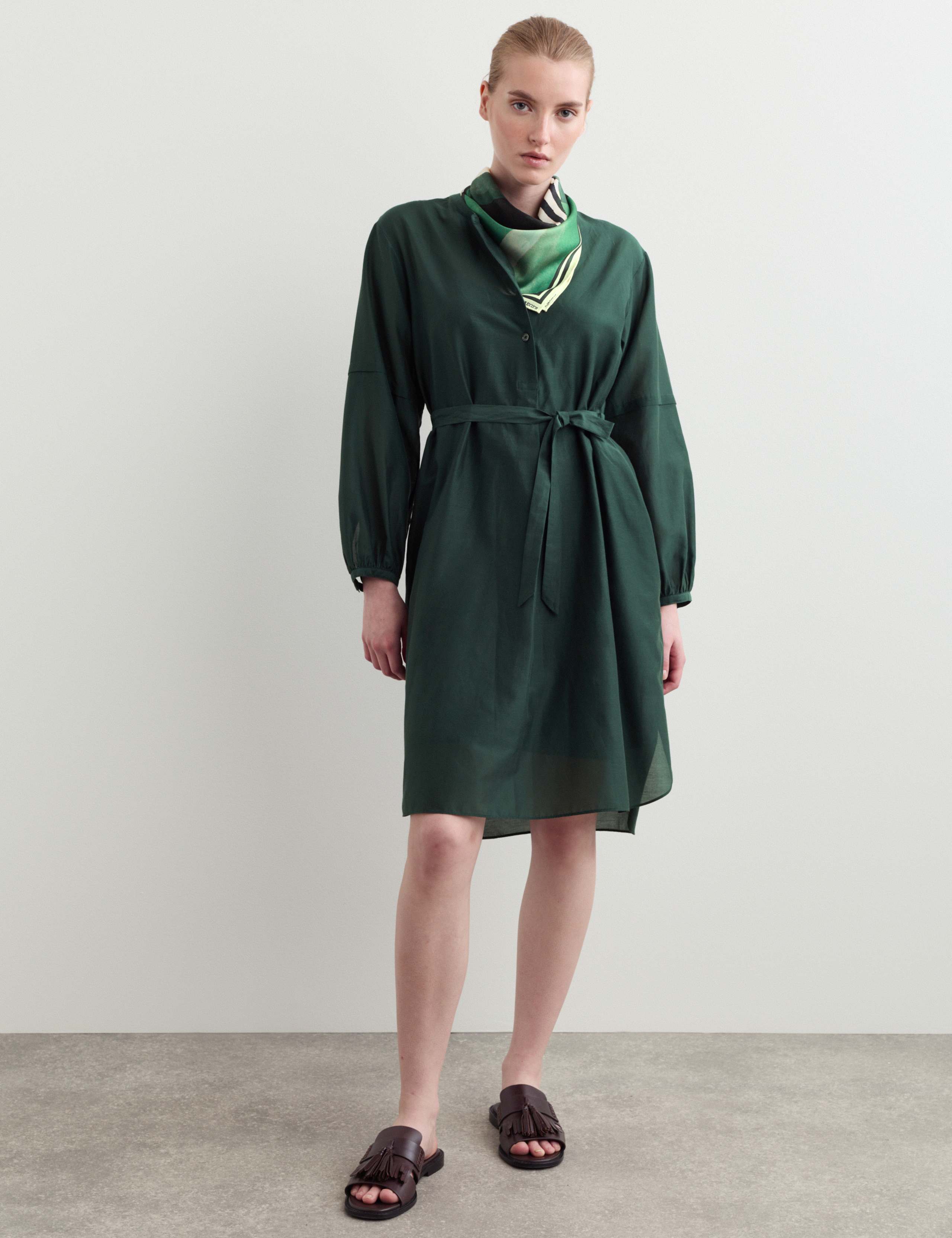 Cotton Silk Blend Knee Length Shirt Dress 4 of 7