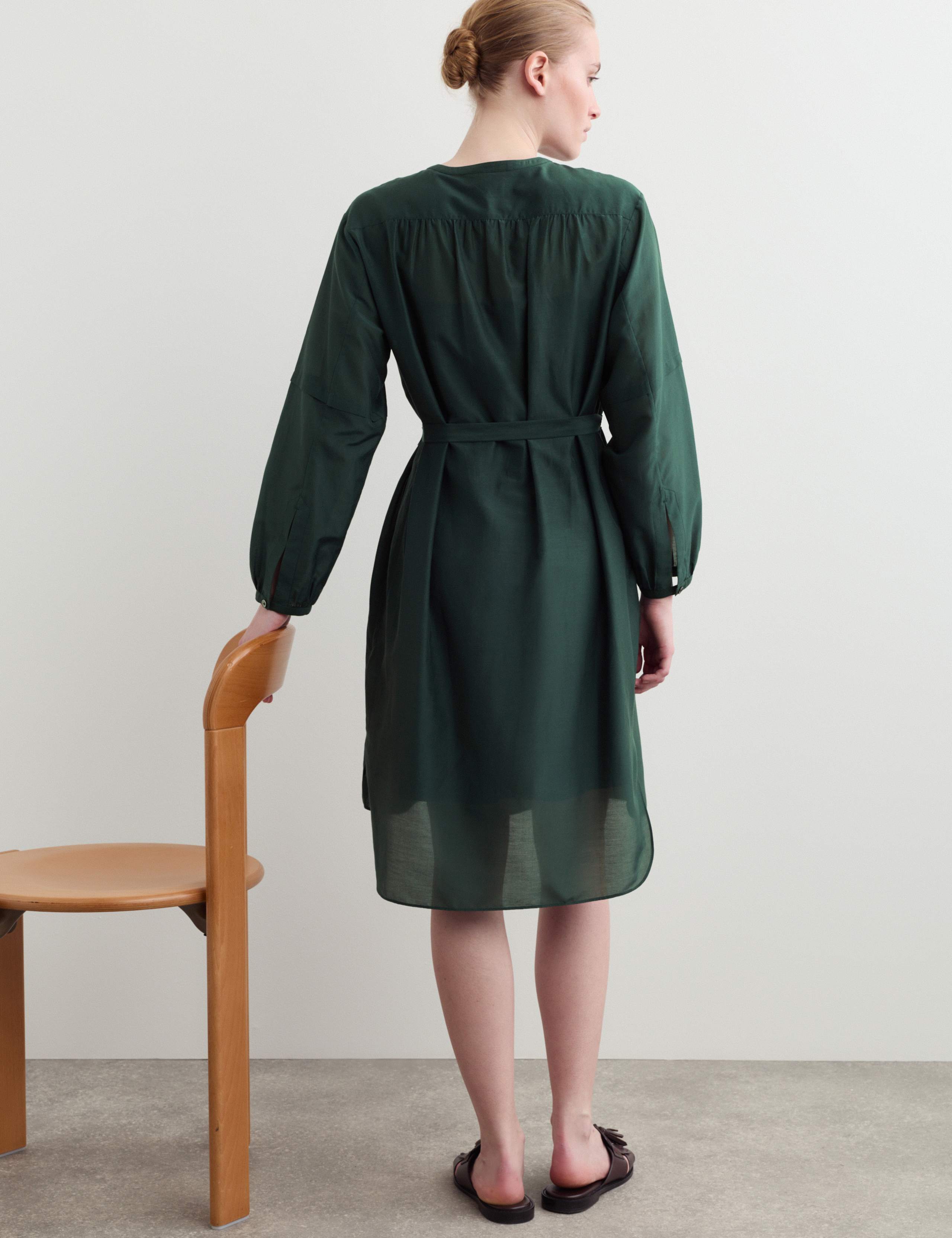 Cotton Silk Blend Knee Length Shirt Dress 7 of 7