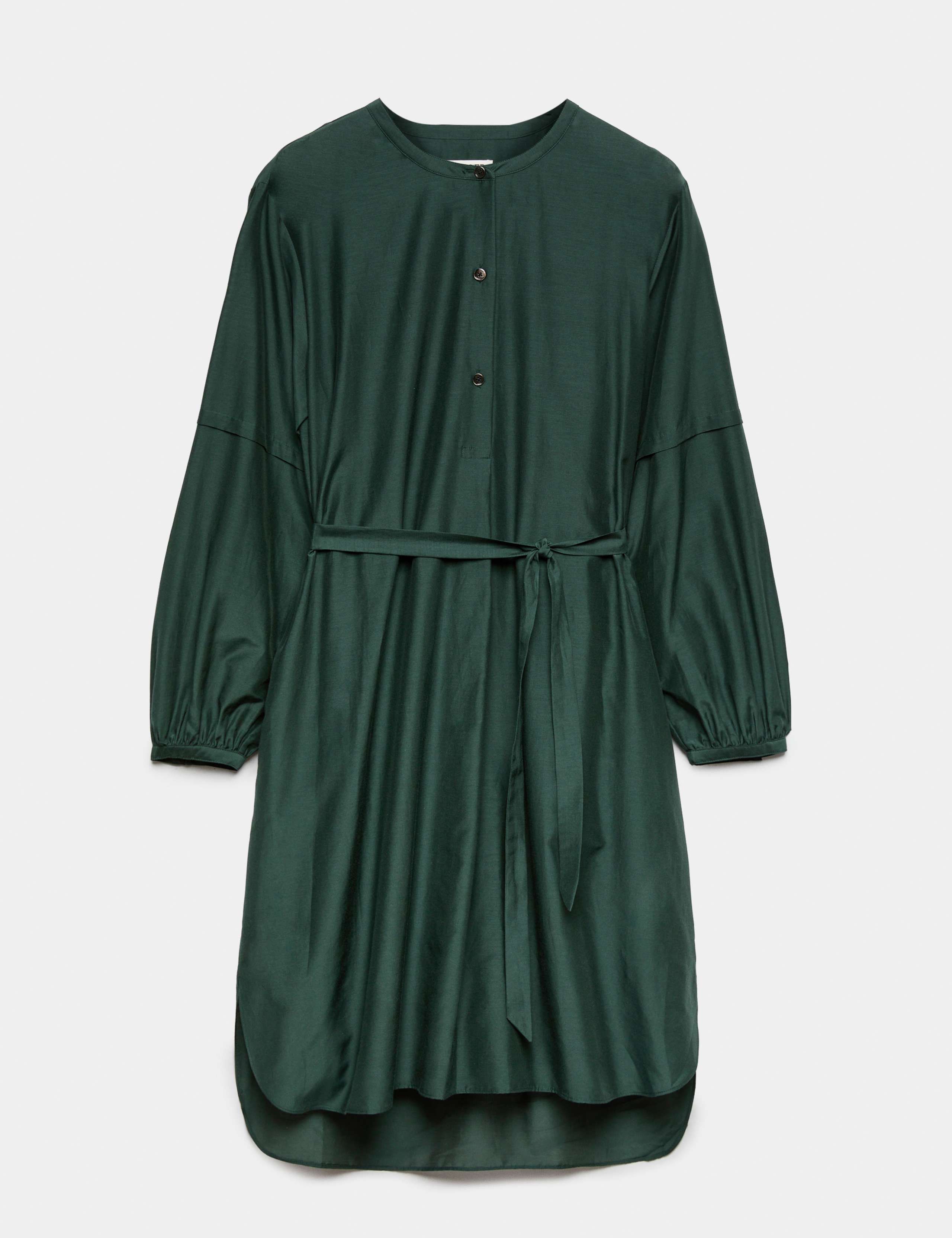 Cotton Silk Blend Knee Length Shirt Dress 2 of 7