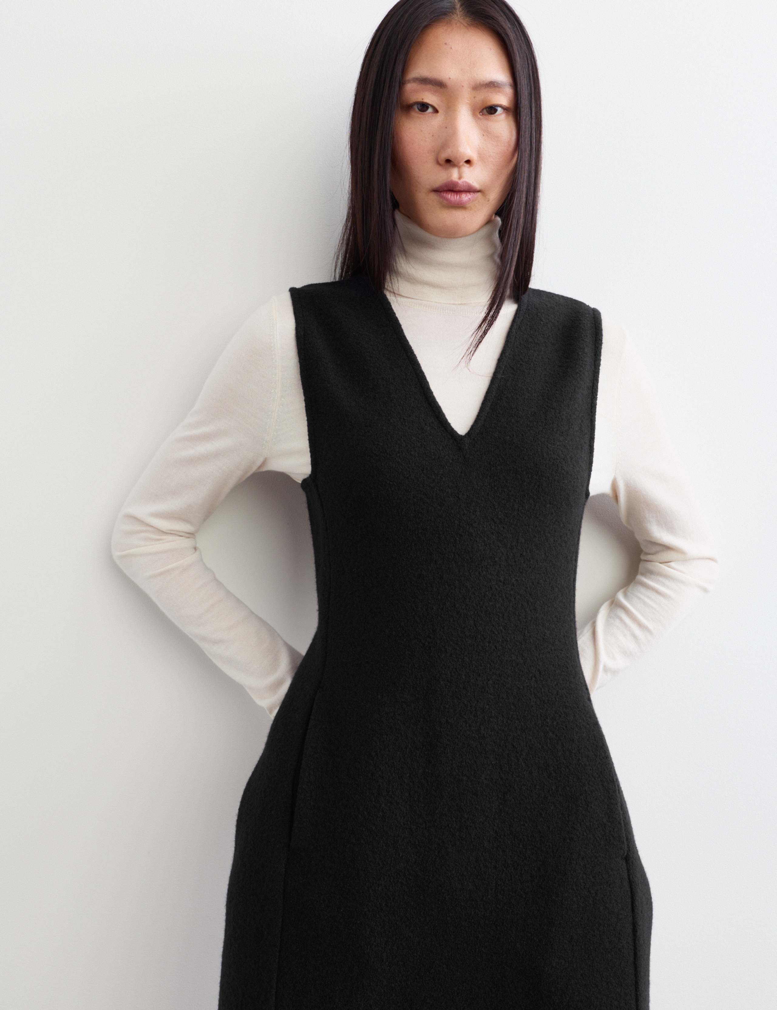 Pure Wool Textured V Neck Midi Dress 3 of 7