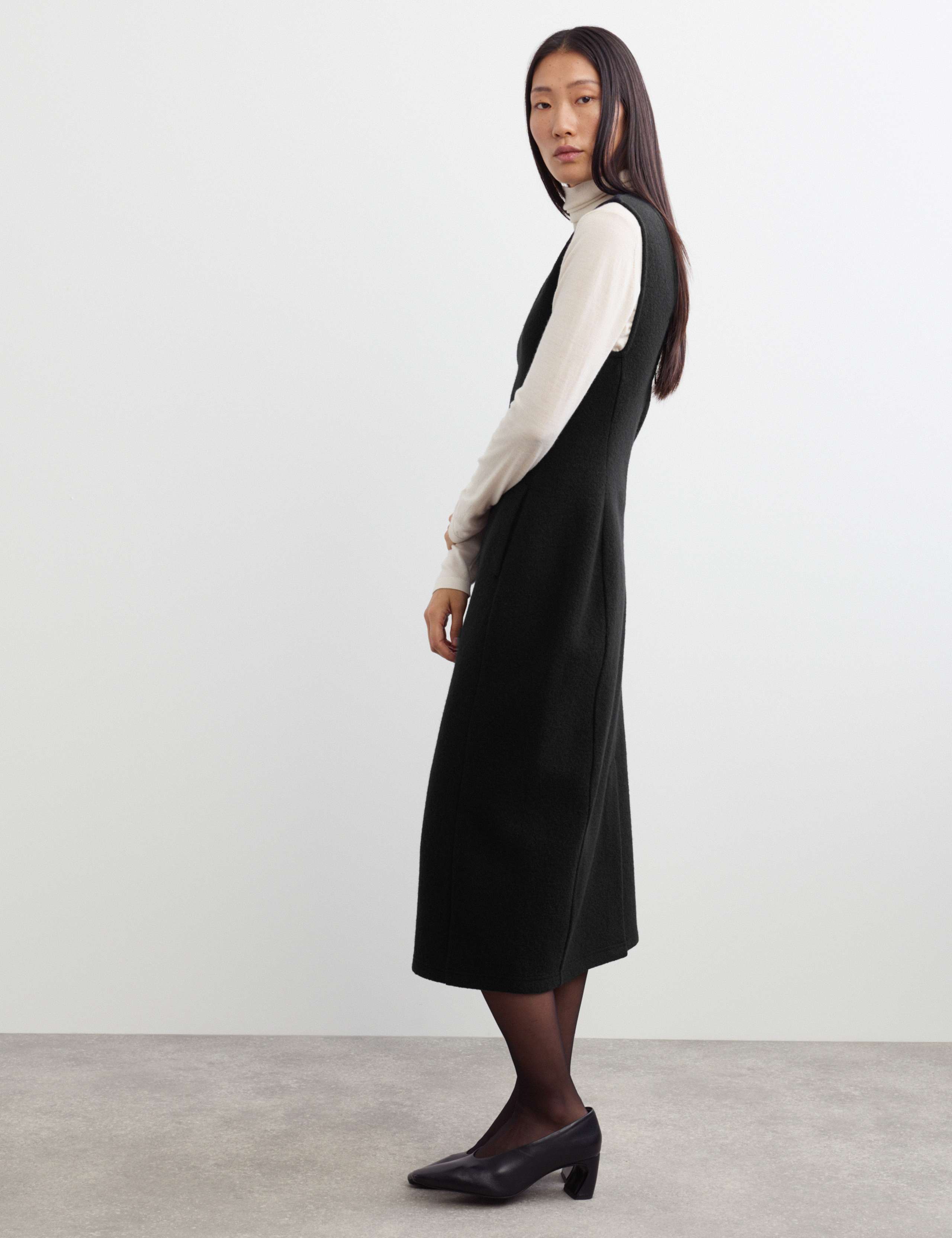 Pure Wool Textured V Neck Midi Dress 6 of 7