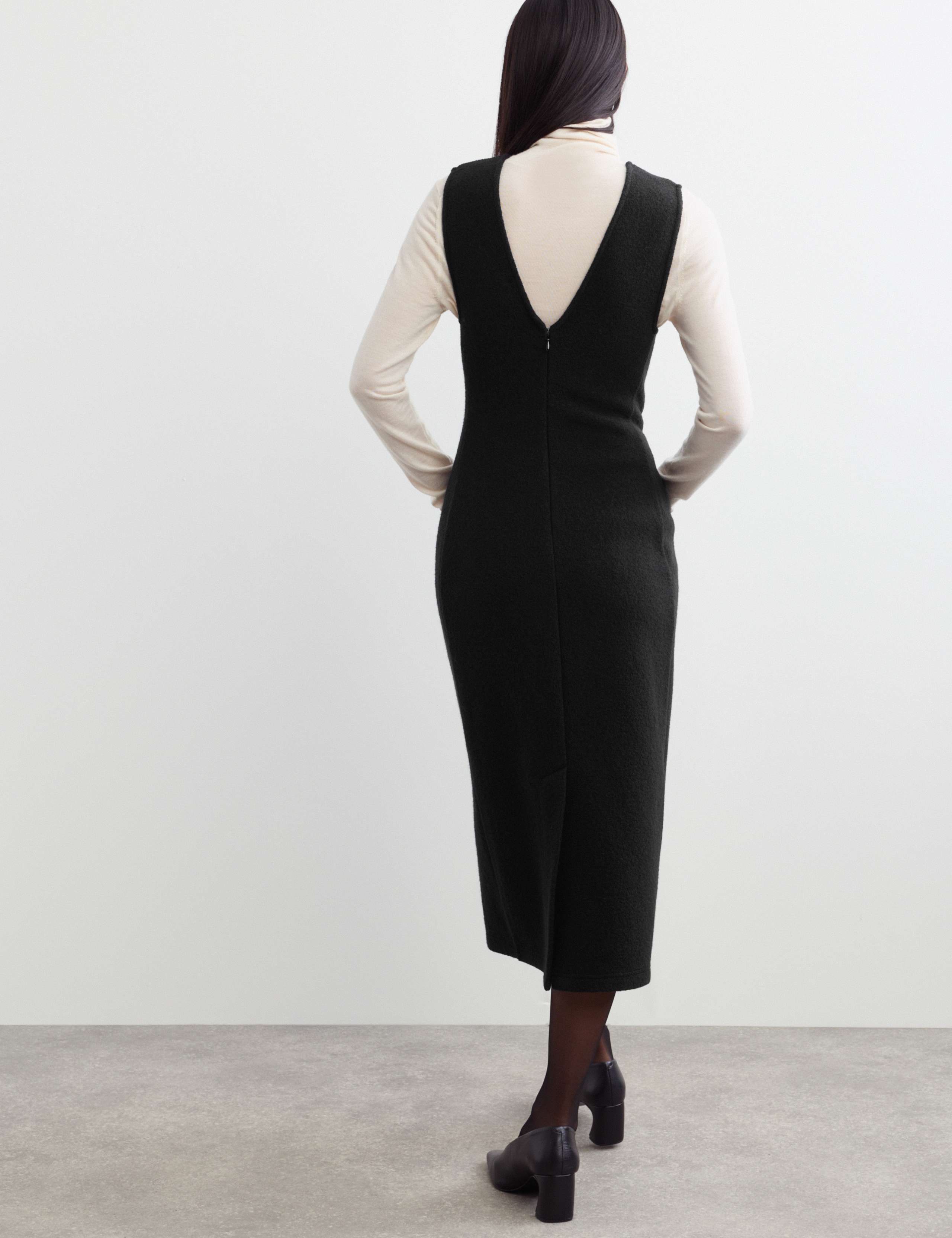 Pure Wool Textured V Neck Midi Dress 7 of 7