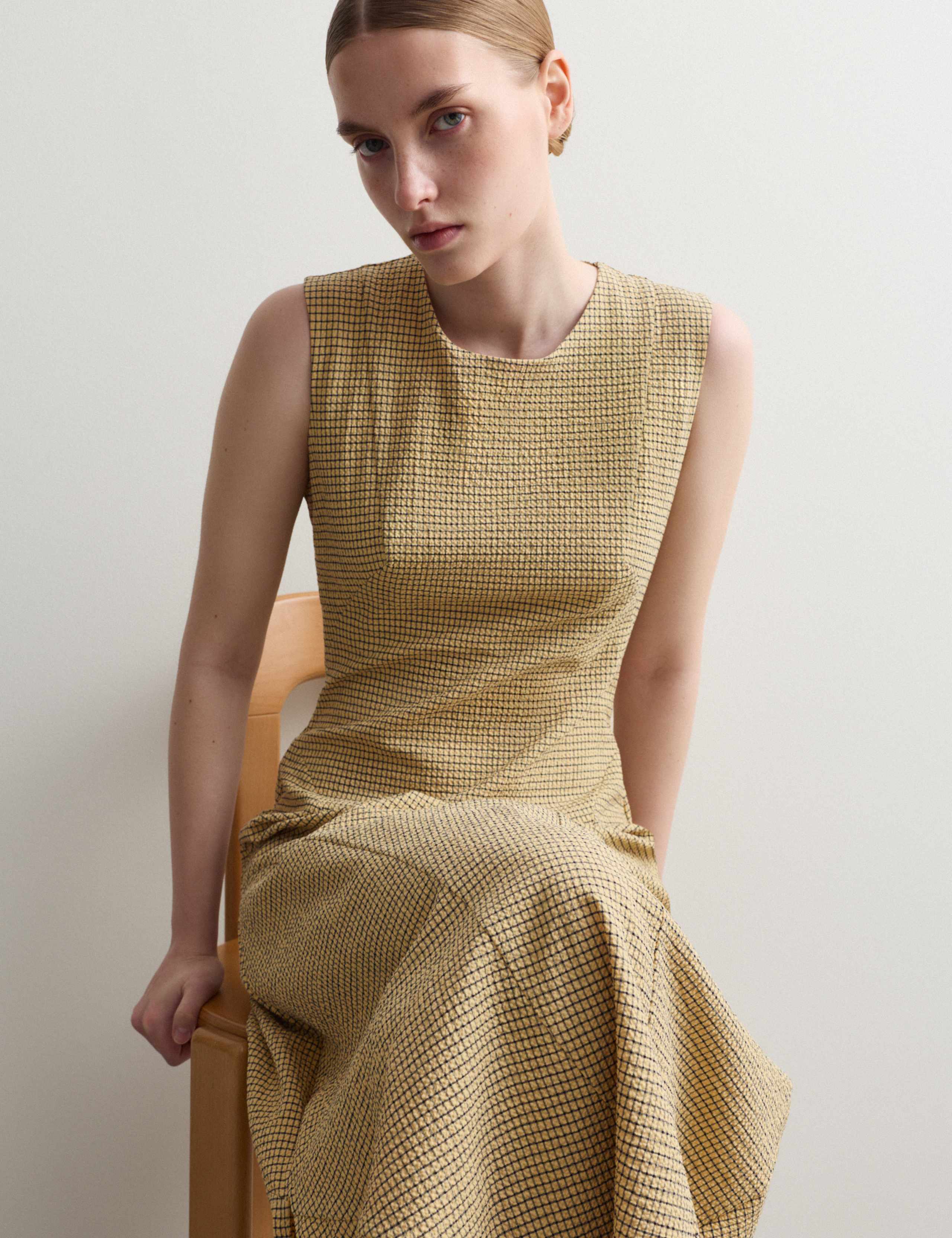 Cotton Rich Textured Midi Shift Dress 3 of 7