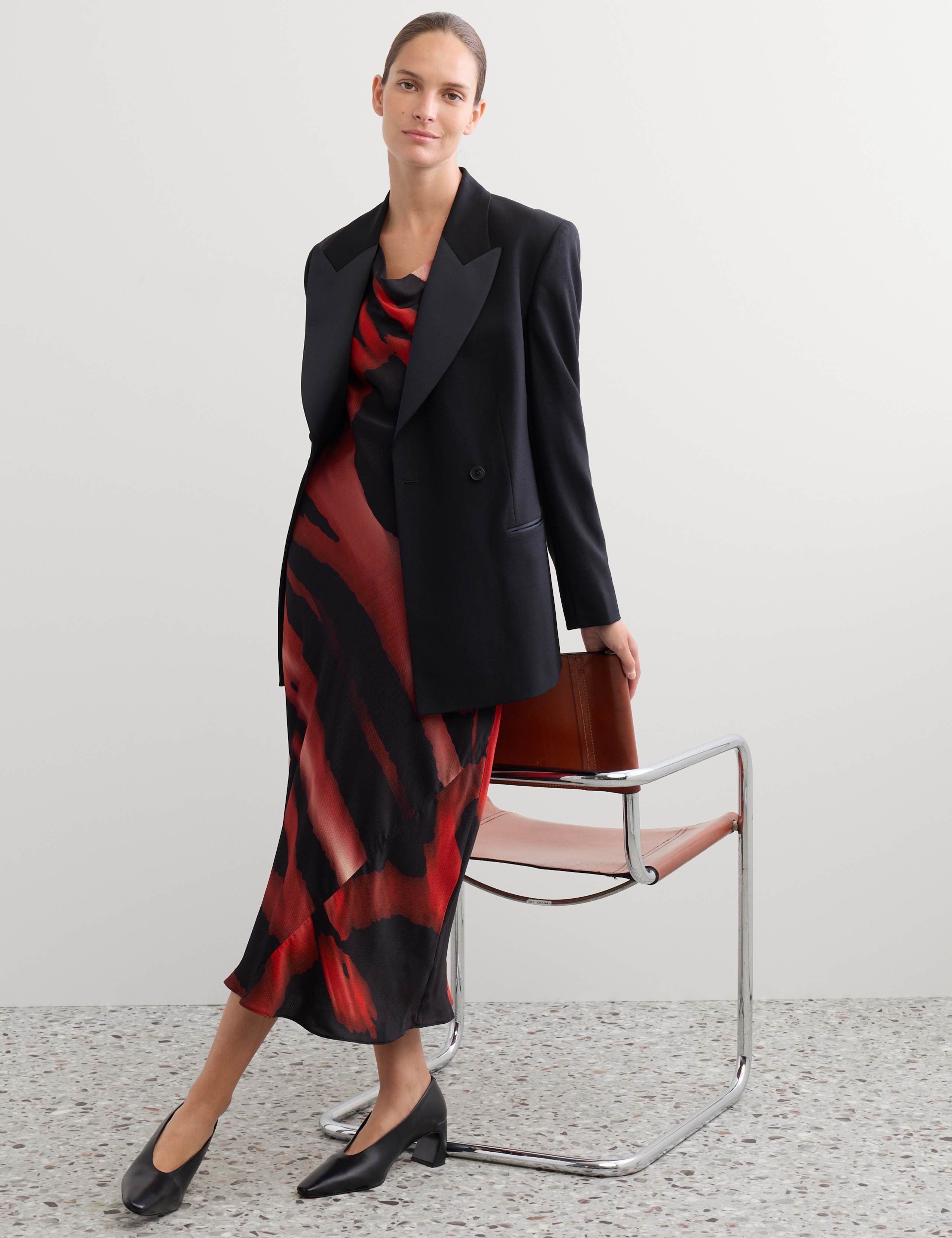 Satin Printed Cowl Neck Midi Slip Dress 6 of 6