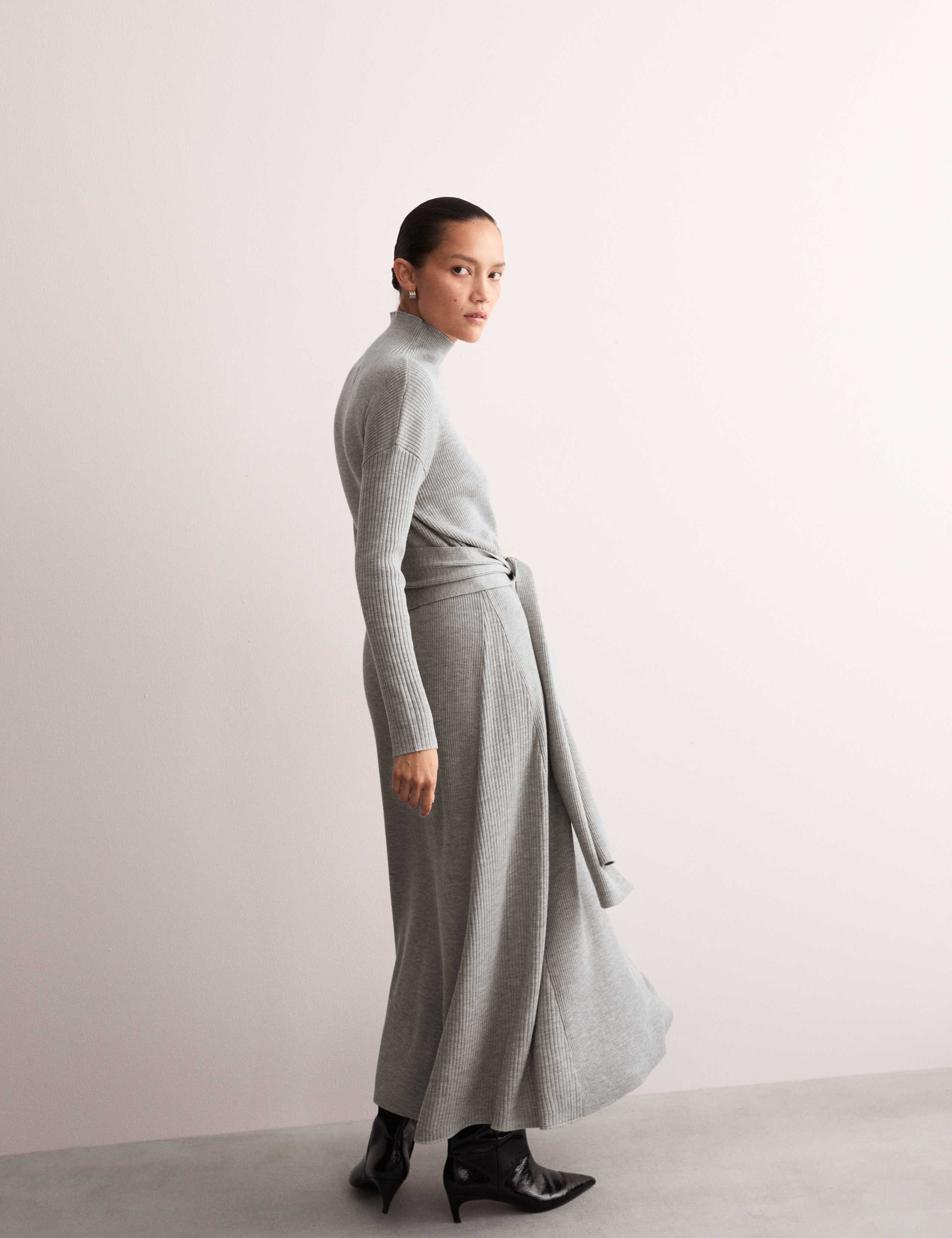 Pure Merino Wool Knitted Funnel Neck Dress 6 of 8