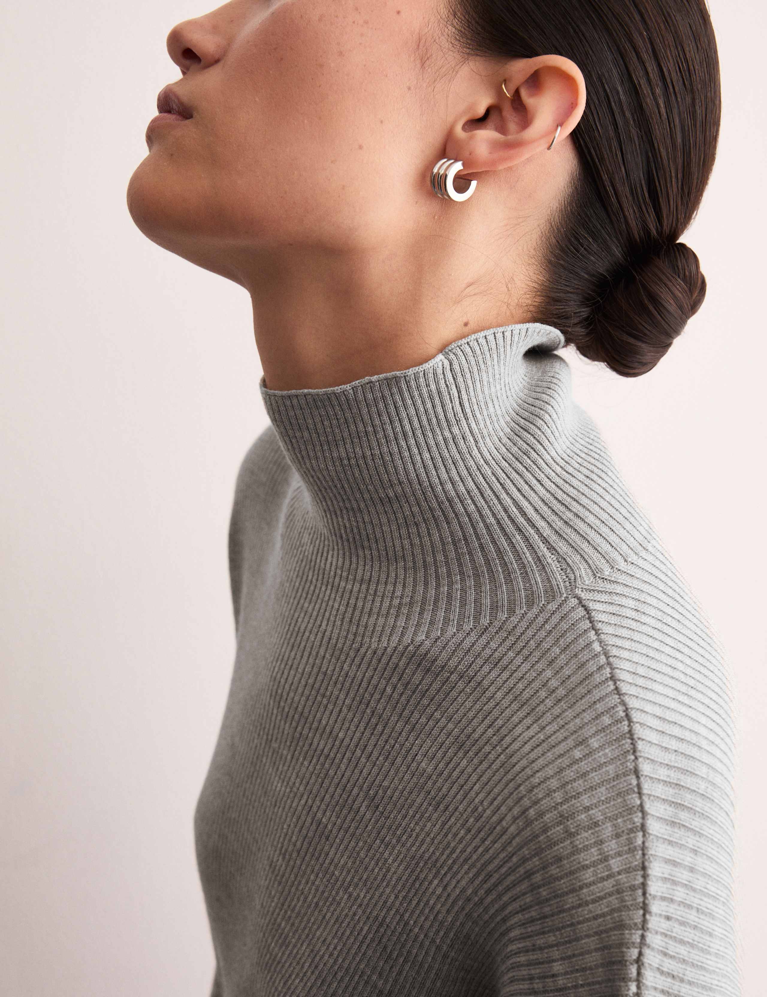 Pure Merino Wool Knitted Funnel Neck Dress 7 of 8