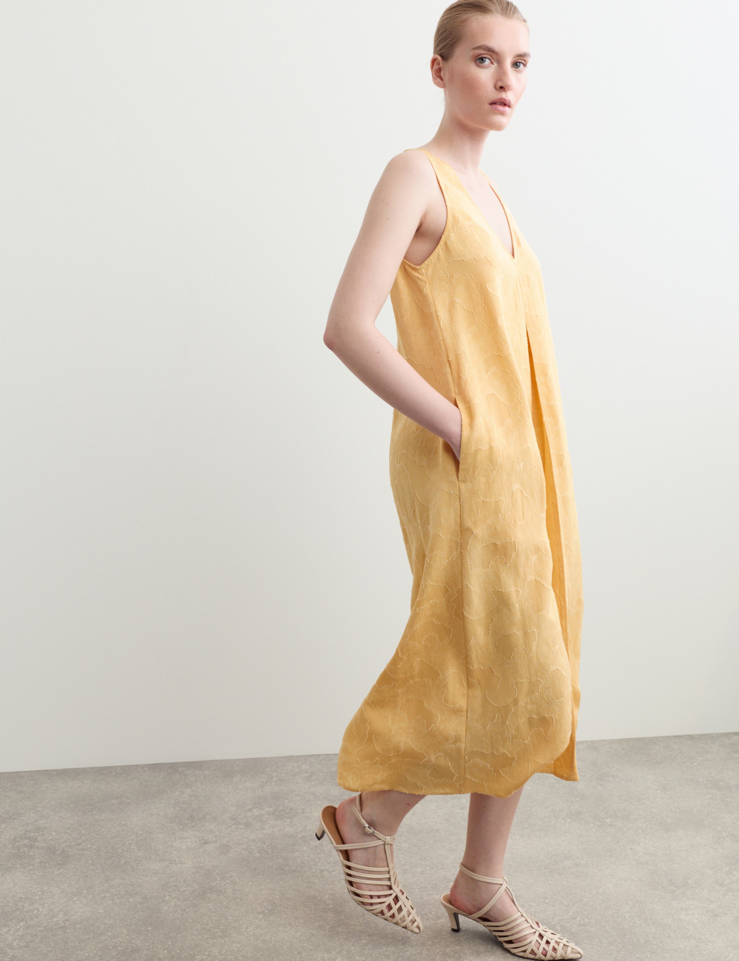 Lyocell Blend Jacquard V-Neck Midi Dress 6 of 7