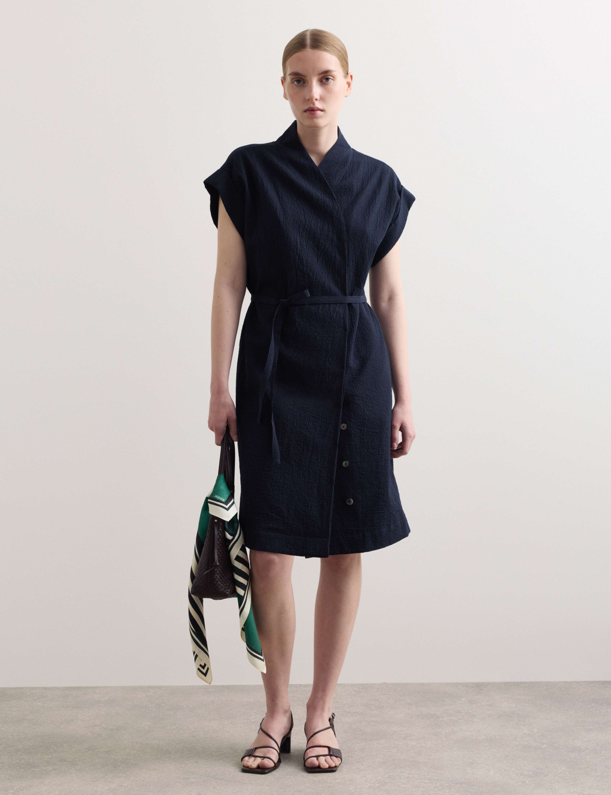 Cotton Rich Knee Length Wrap Dress 4 of 7