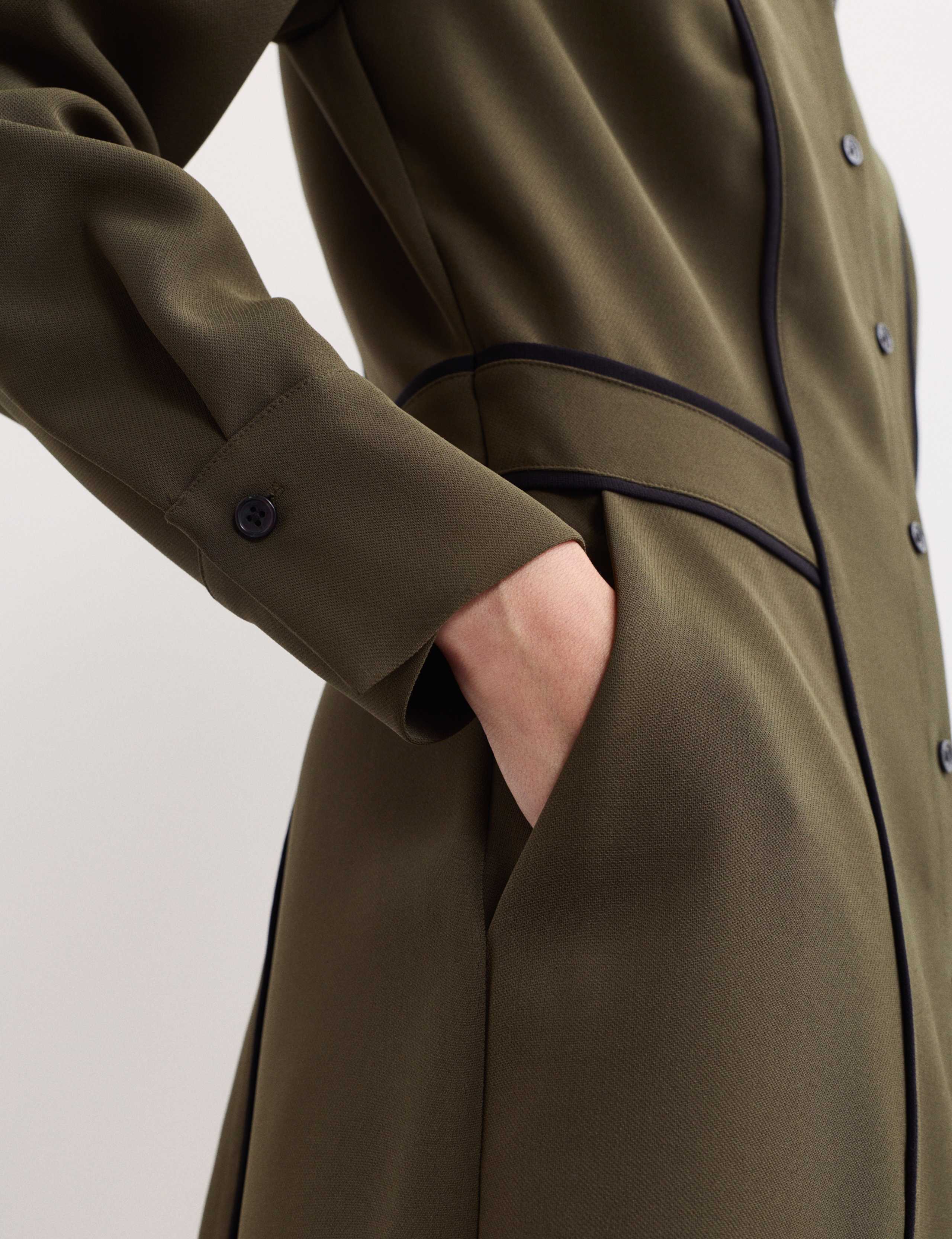 Crepe Piping Detail Midi Shirt Dress 4 of 7