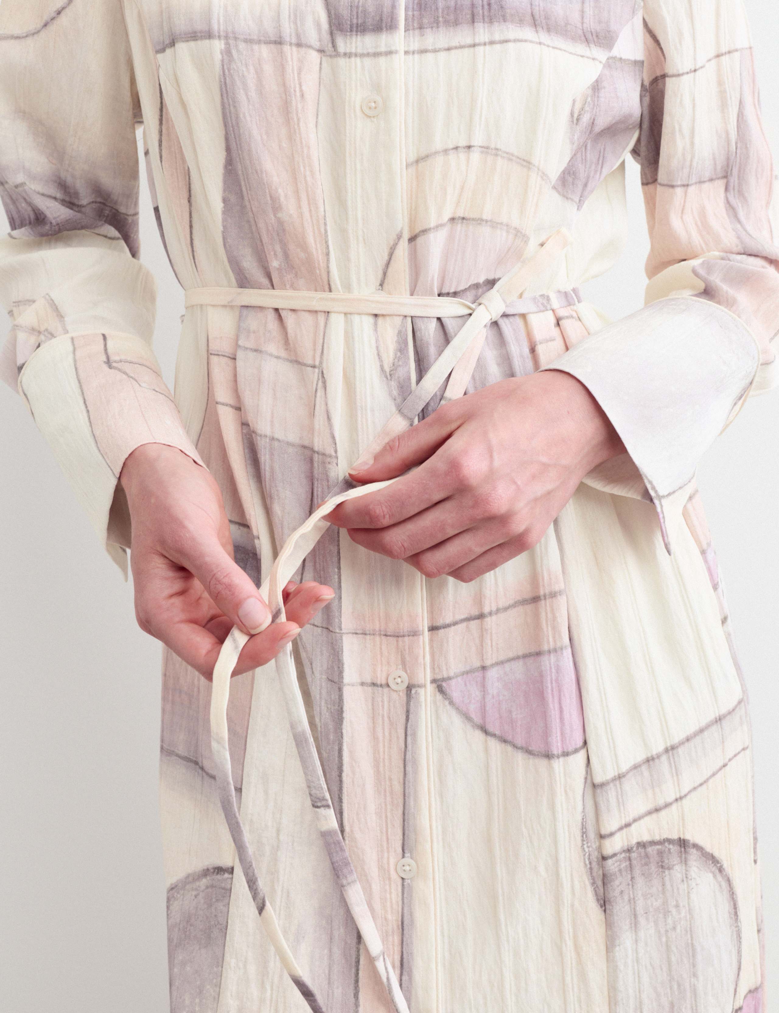 Watercolour Abstract Midi Shirt Dress 4 of 7