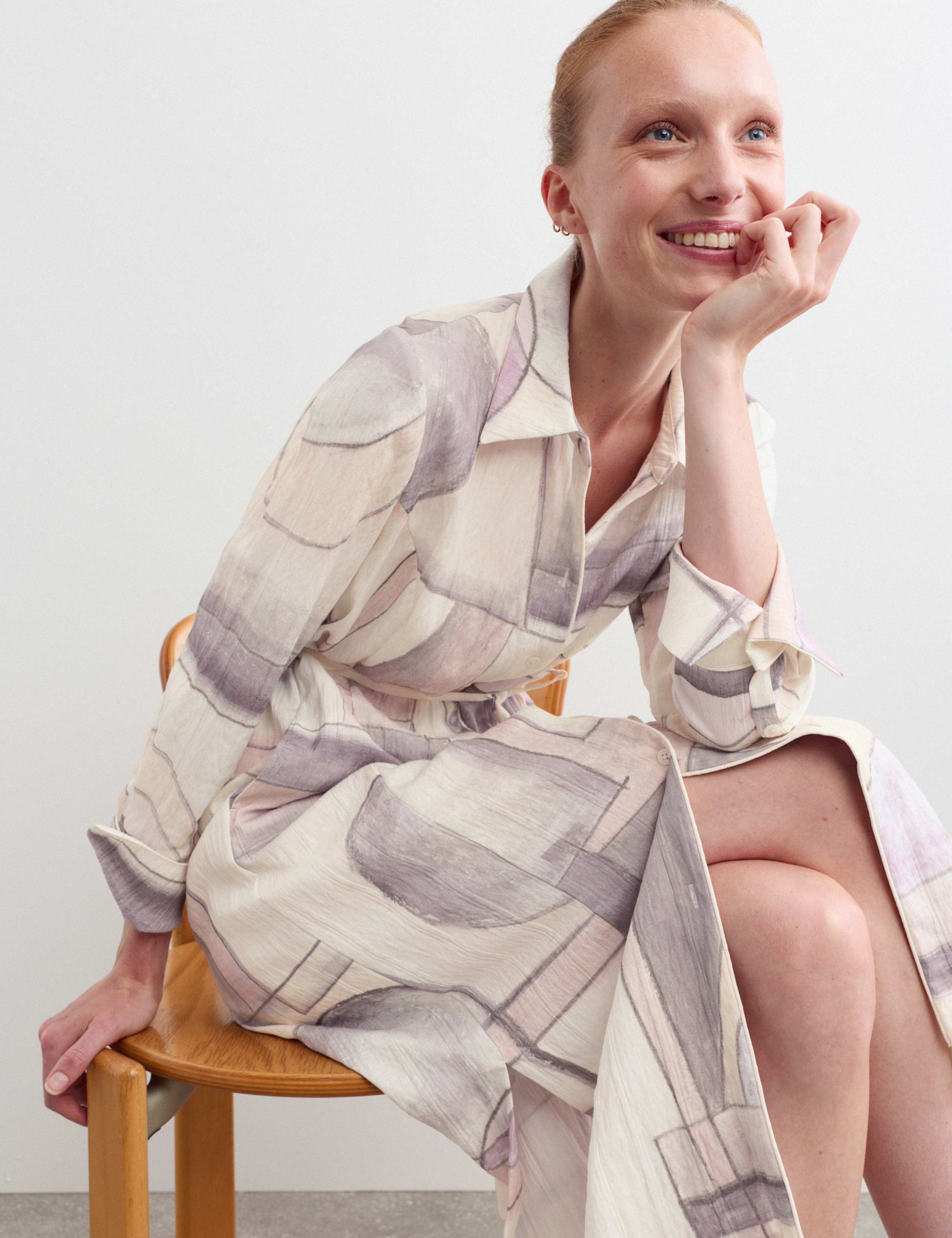 Watercolour Abstract Midi Shirt Dress 5 of 7