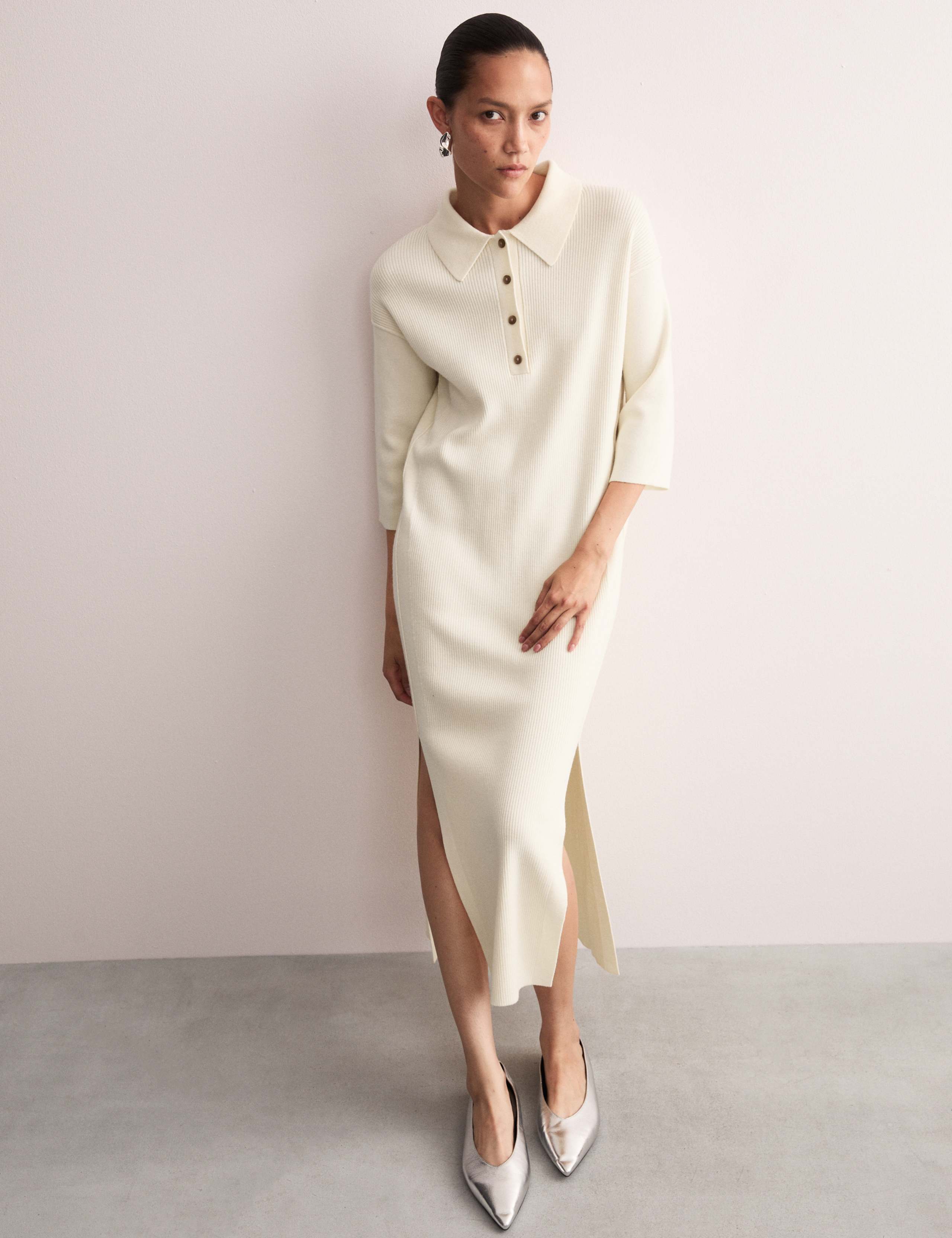 Merino Wool Rich Knitted Midi Jumper Dress 6 of 8