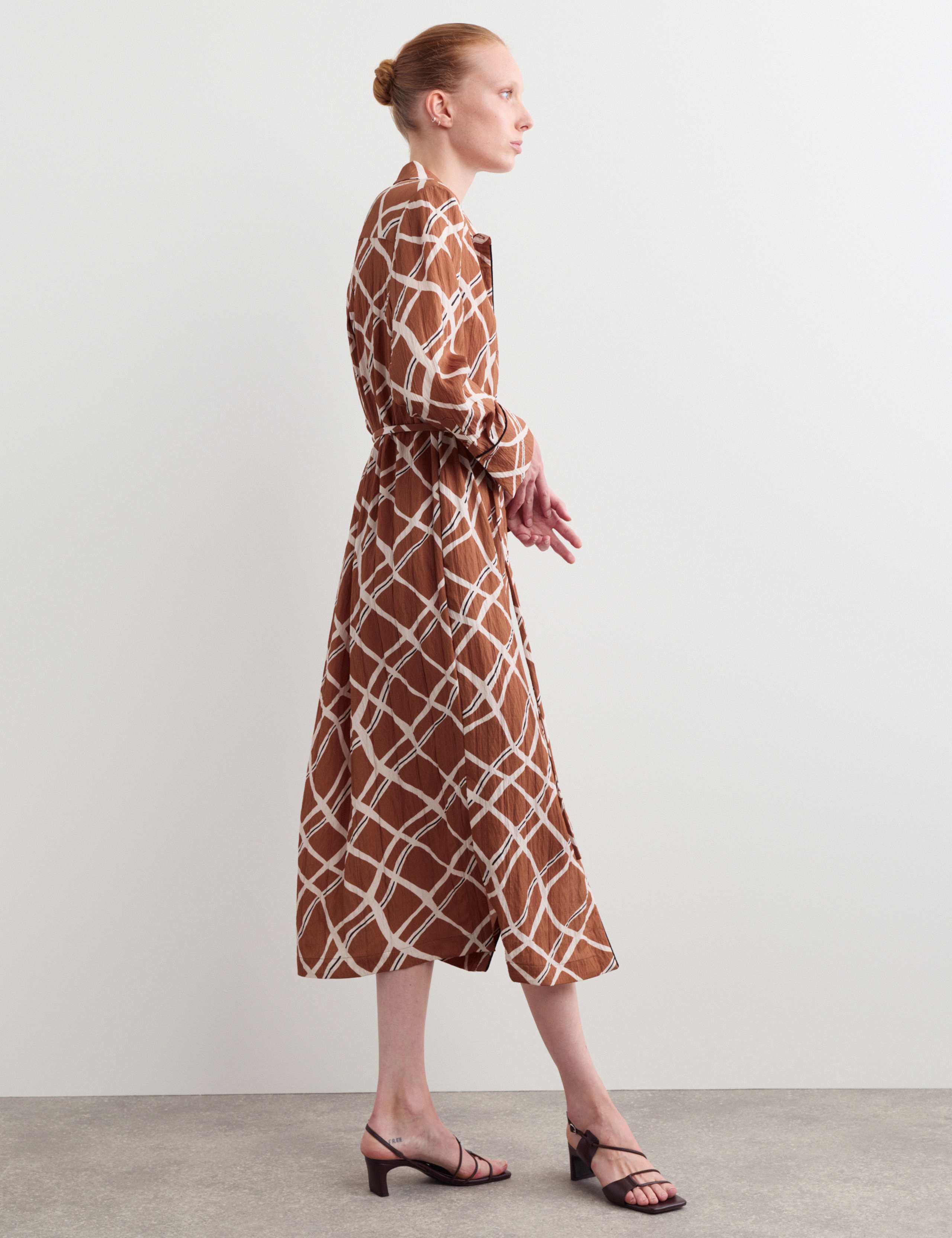 Swirl Check Printed Midi Shirt Dress 5 of 6