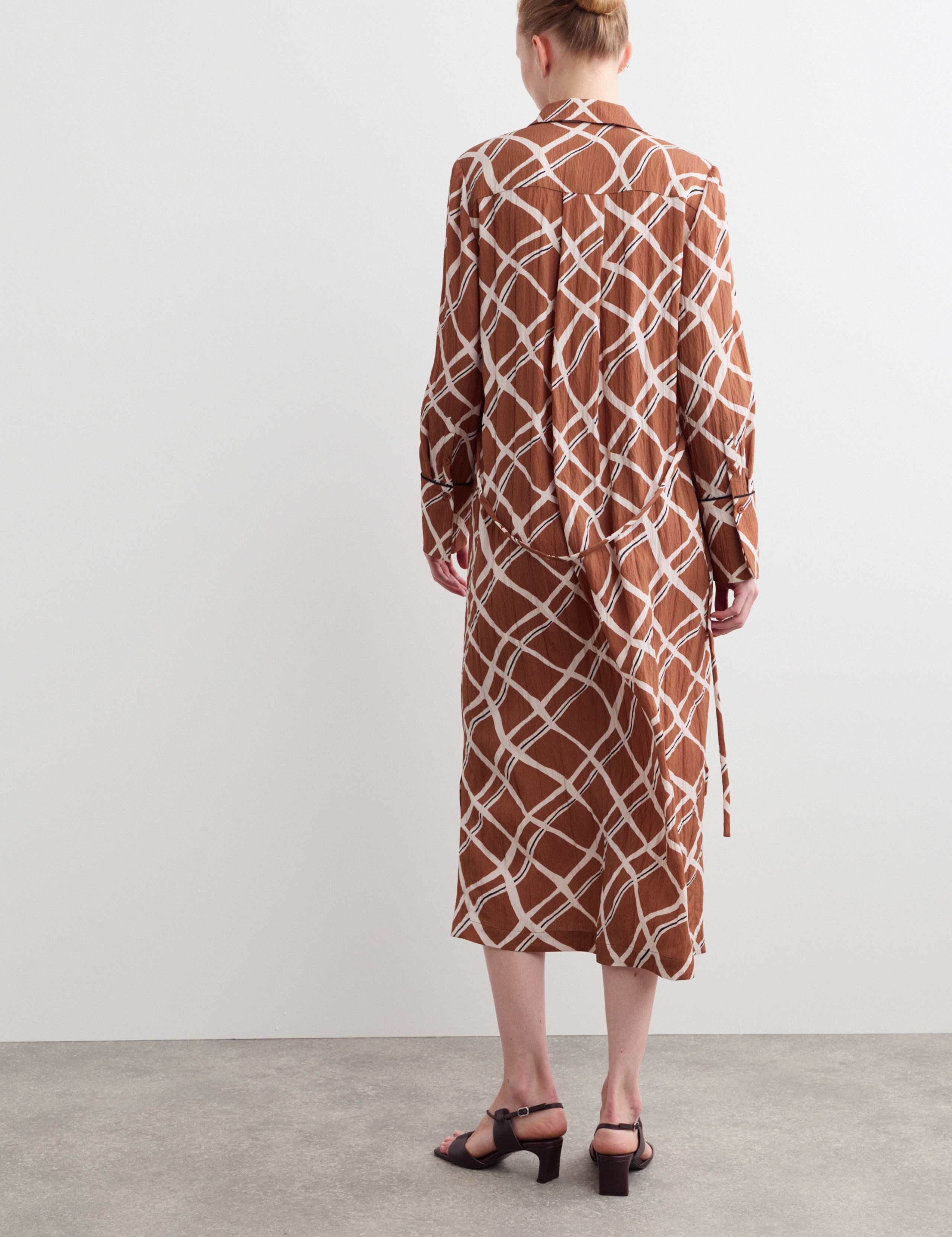 Swirl Check Printed Midi Shirt Dress 6 of 6