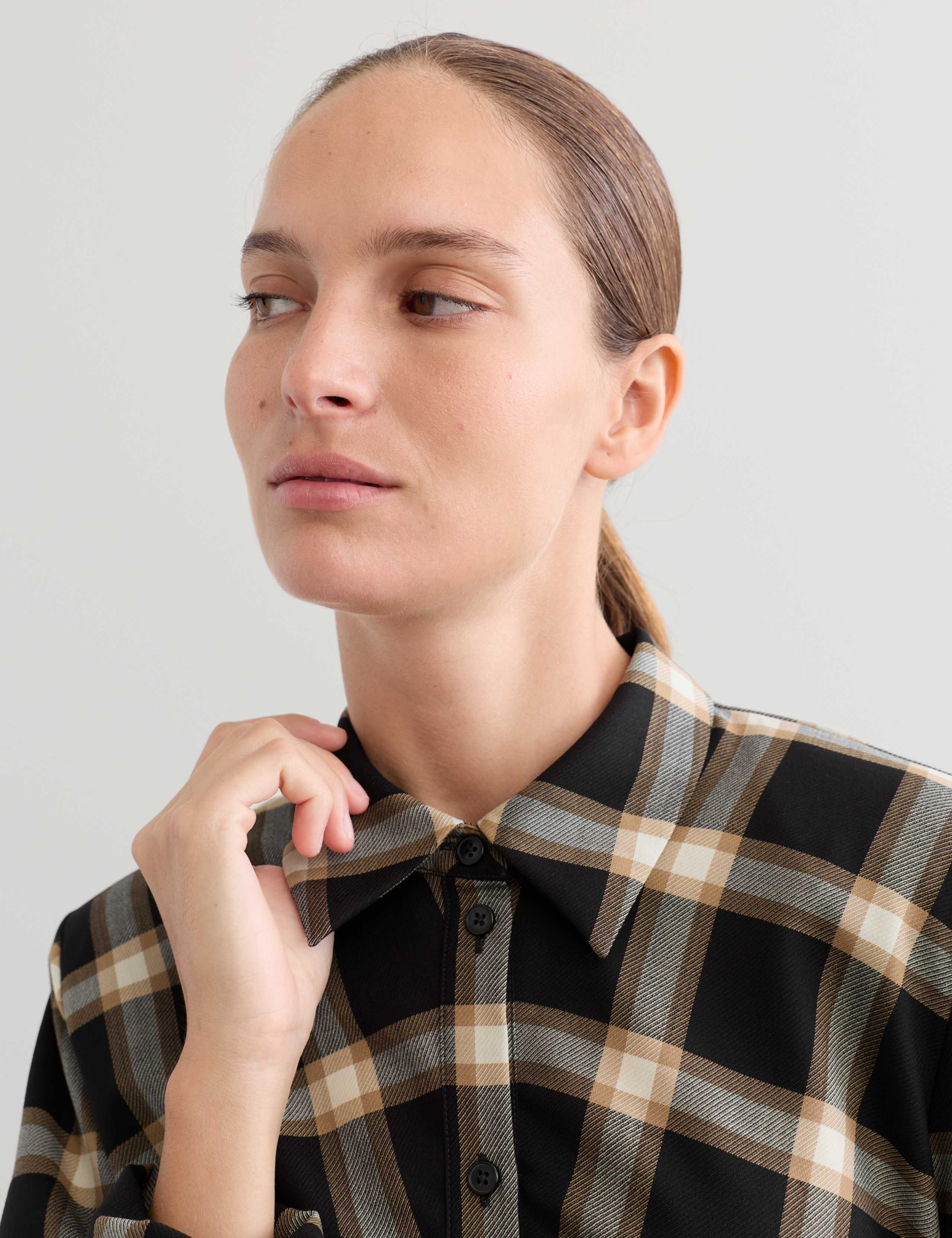 Wool Rich Checked Collared Midi Shirt Dress by JAEGER at M&S