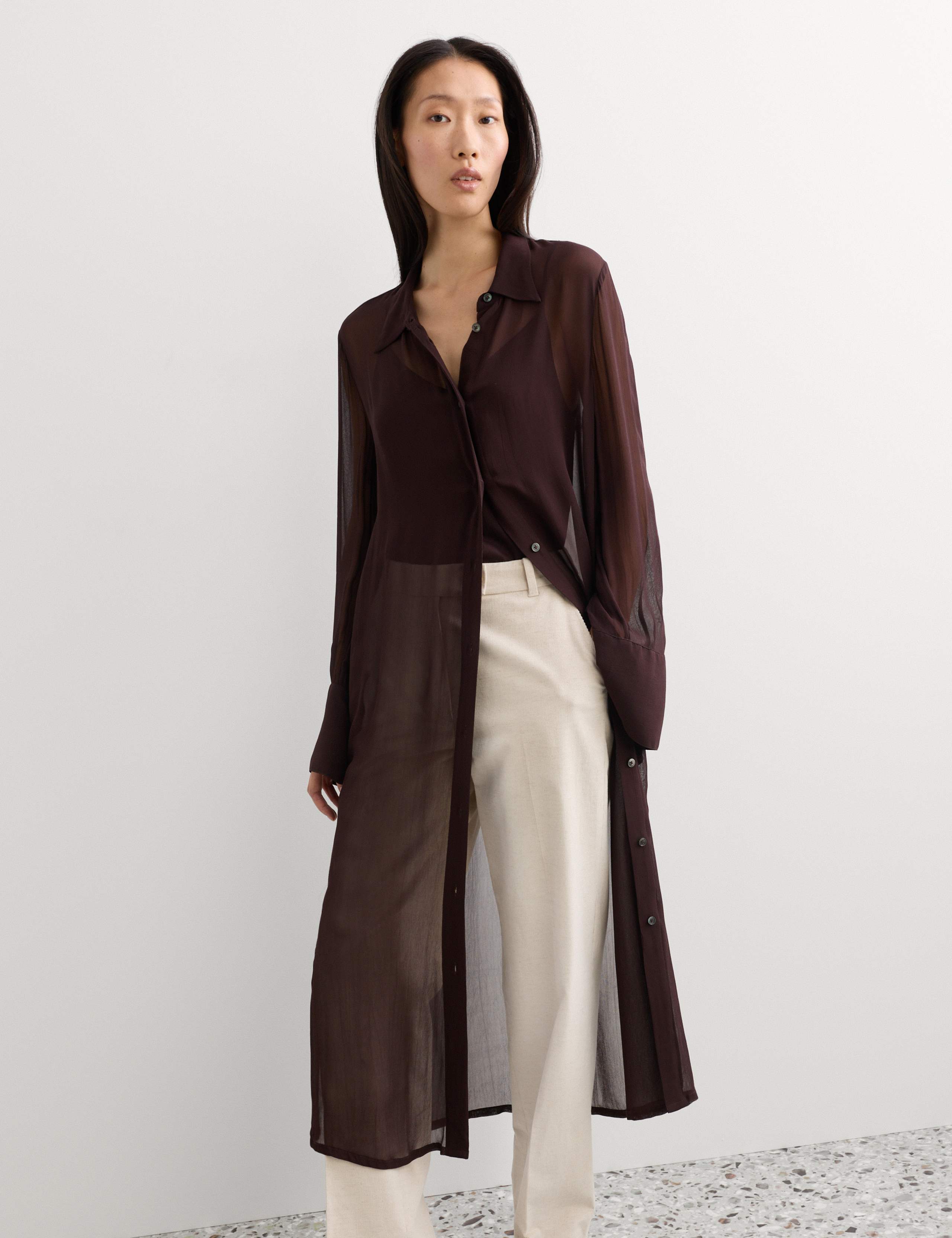 Georgette Collared Midi Shirt Dress 8 of 8