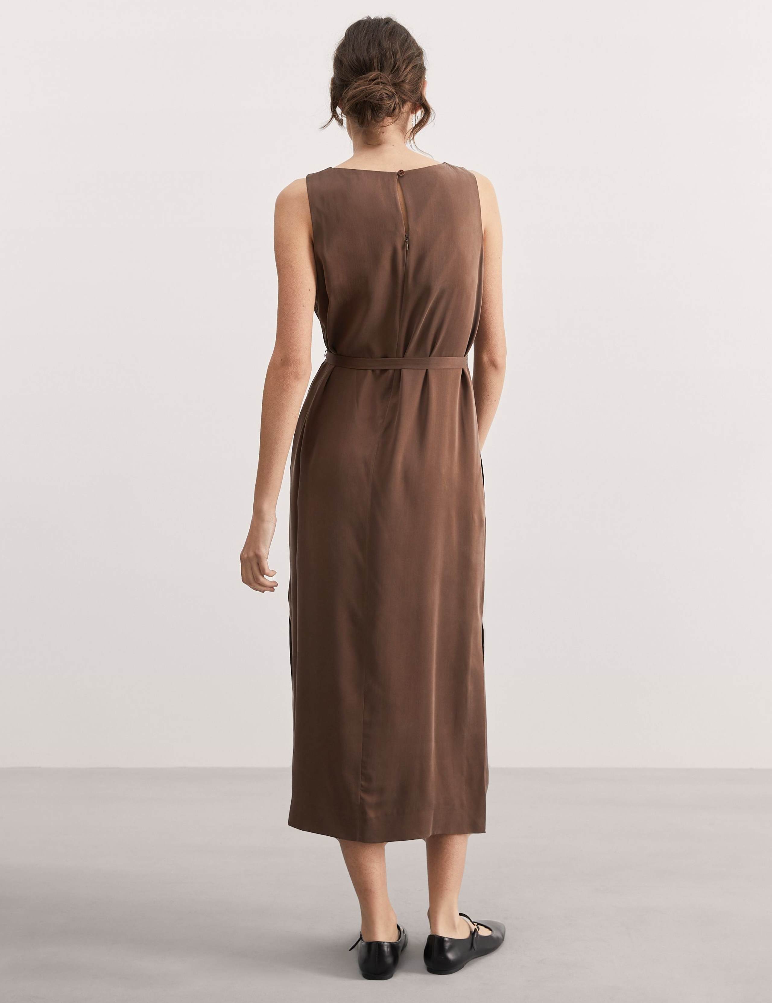 Pure Silk Belted Midi Column Dress 4 of 4