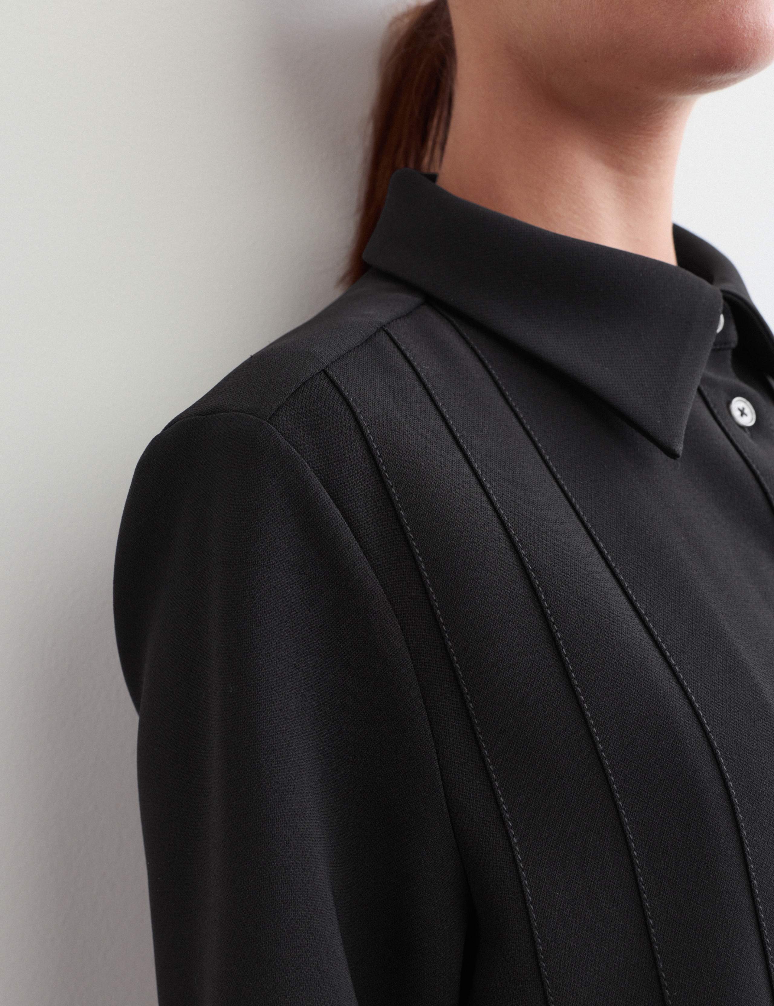 Crepe Pleated Button Front Shirt Dress 3 of 7
