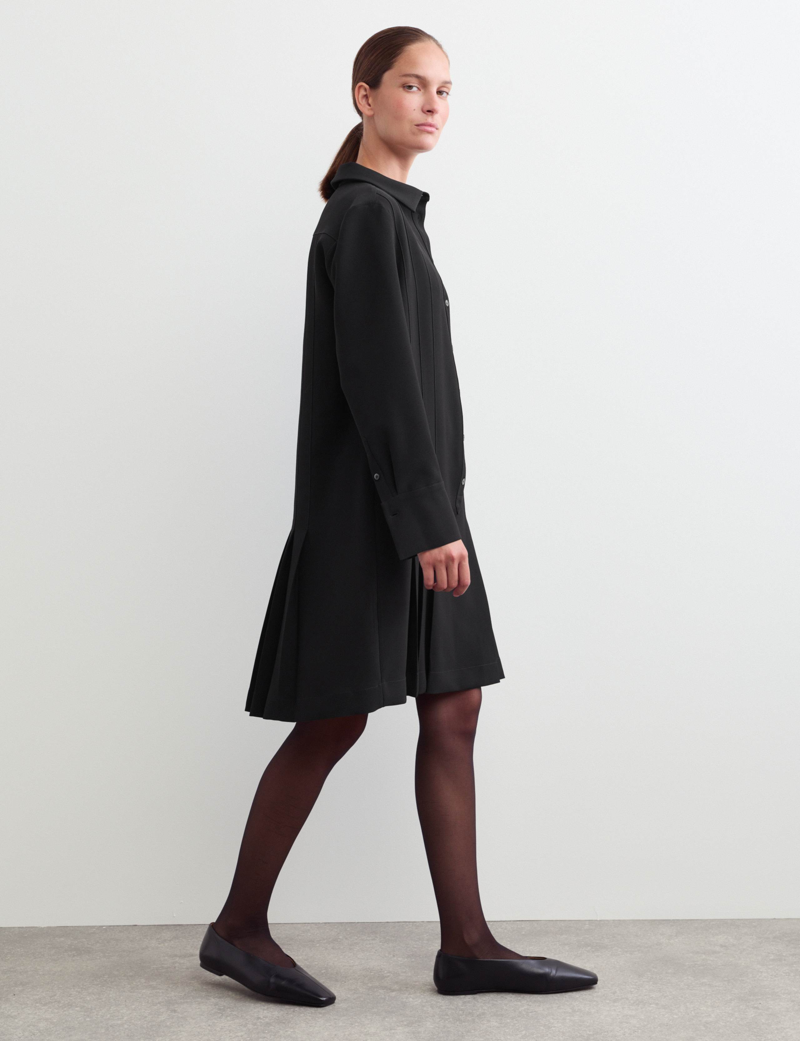 Crepe Pleated Button Front Shirt Dress 6 of 7
