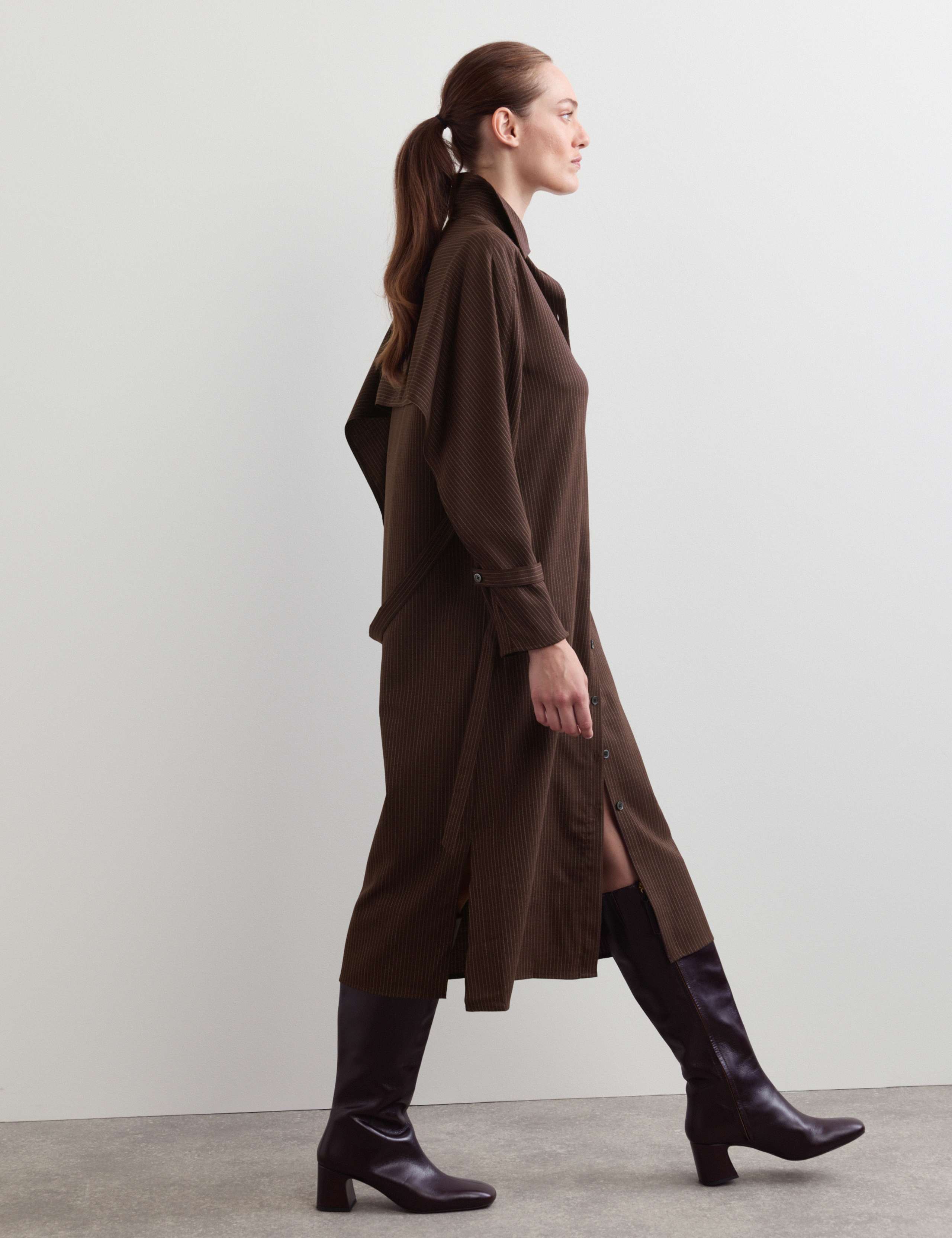Wool Rich Pinstripe Midi Tailored Dress 5 of 7