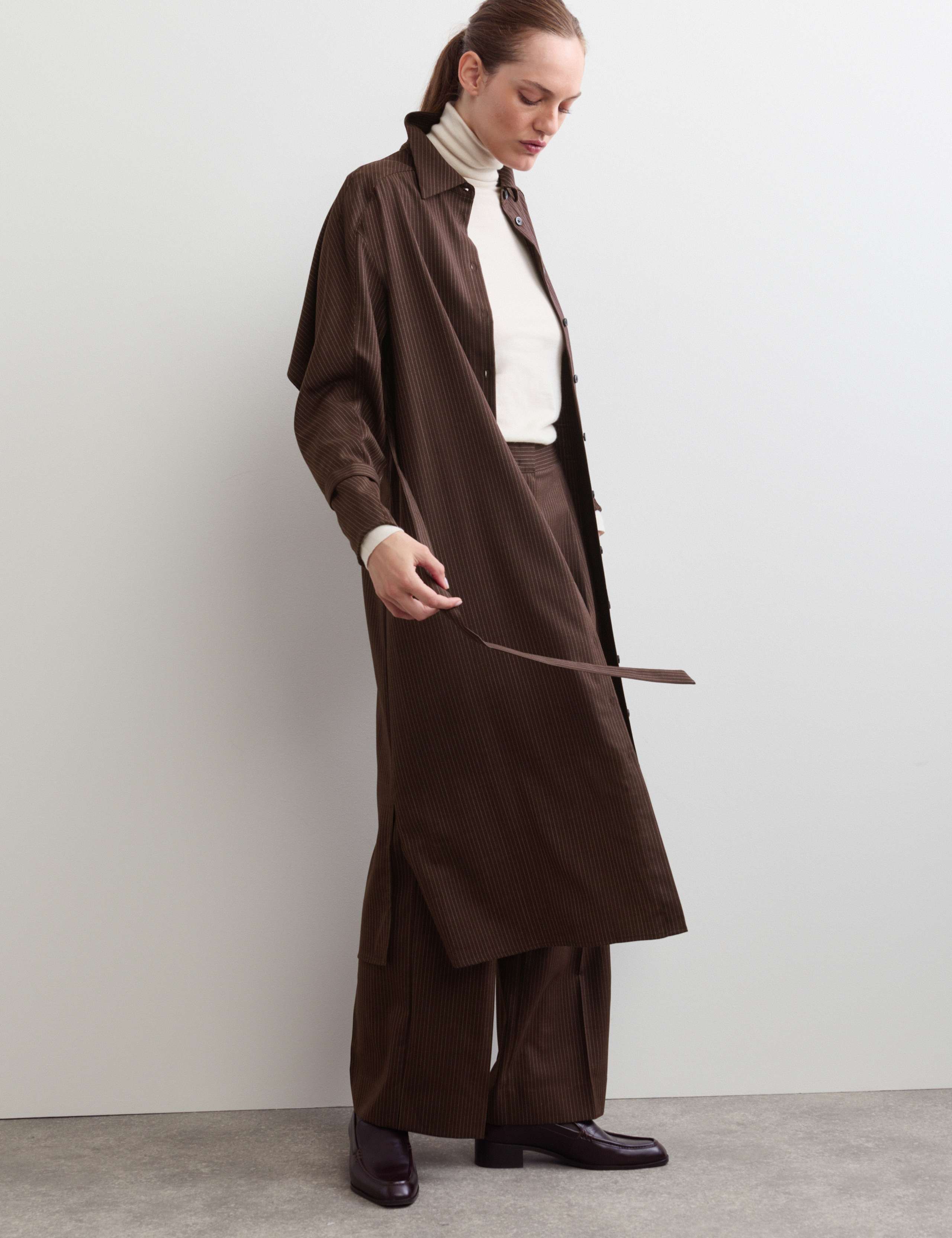 Wool Rich Pinstripe Midi Tailored Dress 7 of 7