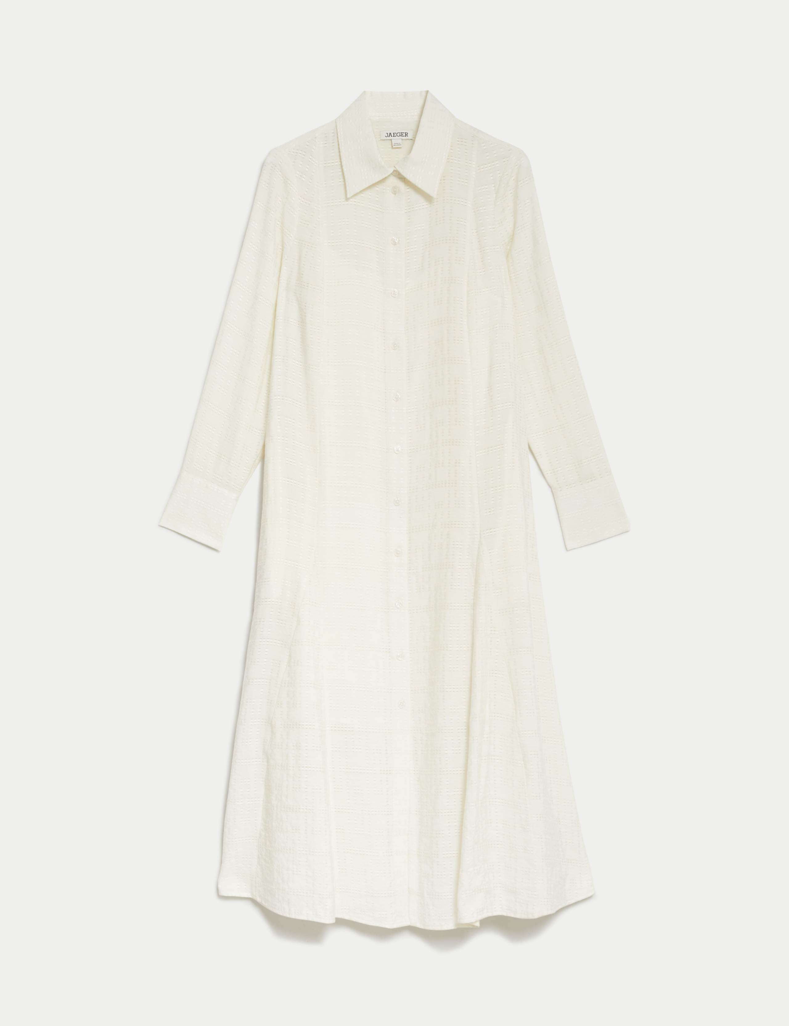 Textured Button Through Midi Shirt Dress 2 of 6