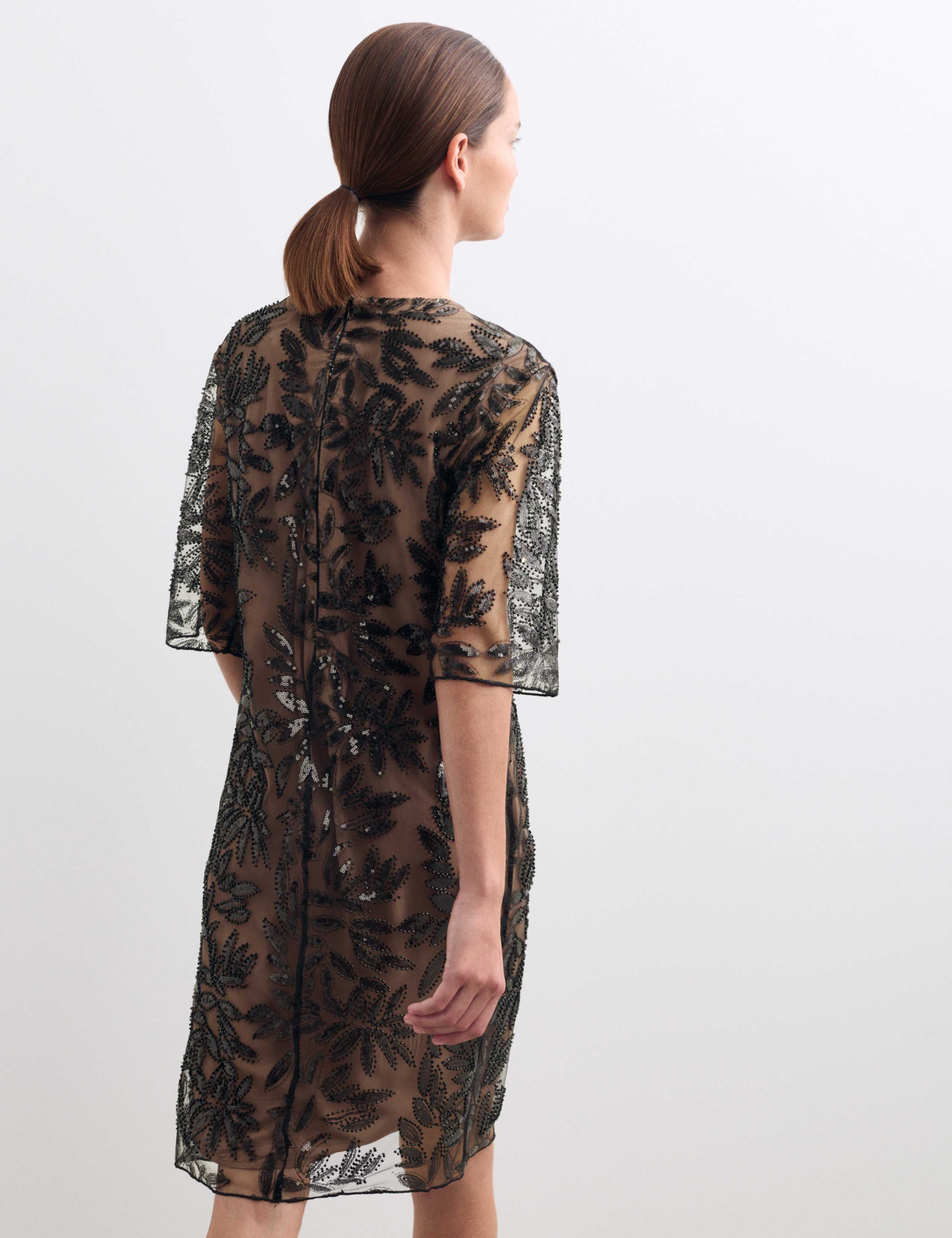 Sequin Round Neck Knee Length Shift Dress 7 of 7