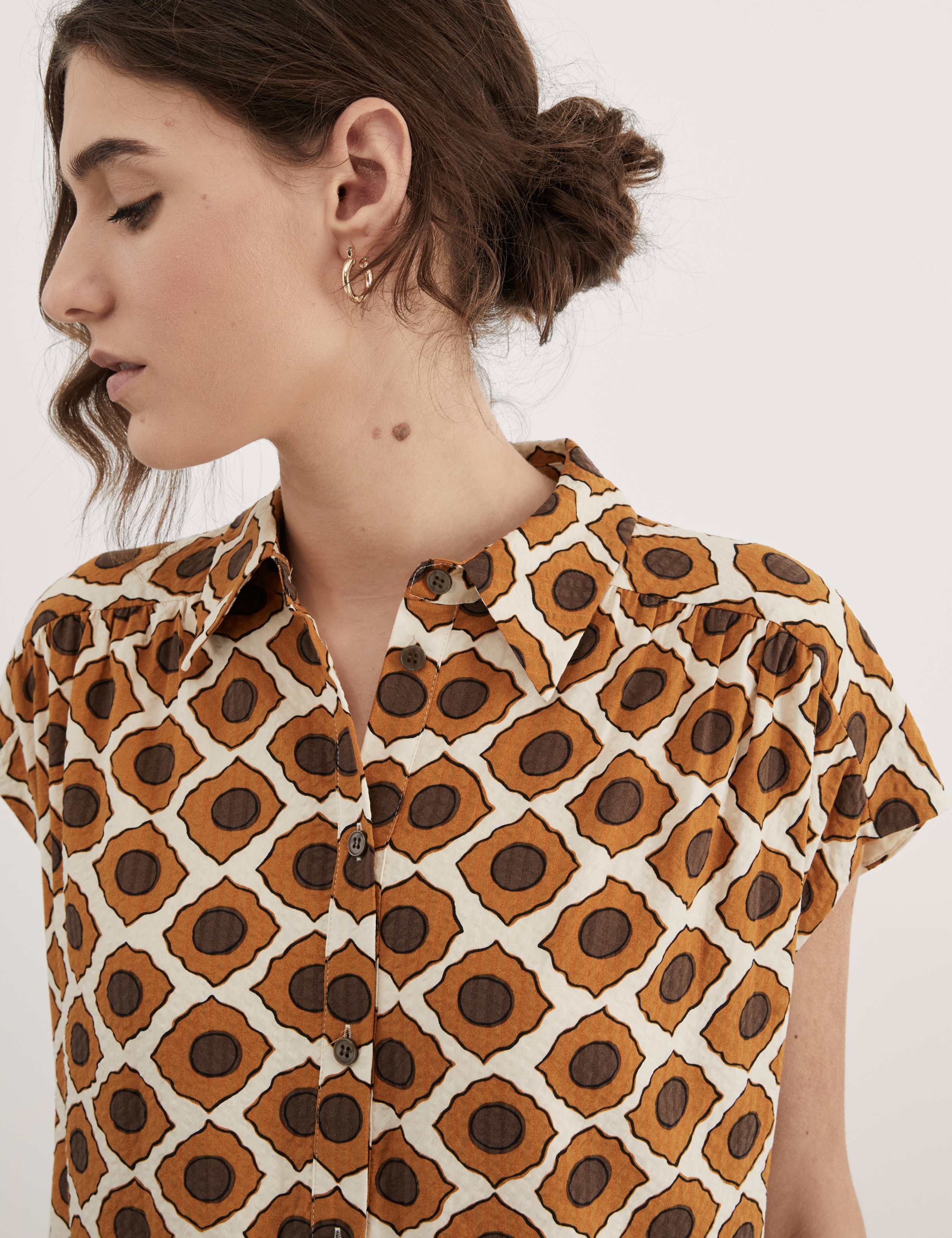 Printed Collared Tie Waist Mini Shift Dress 3 of 7