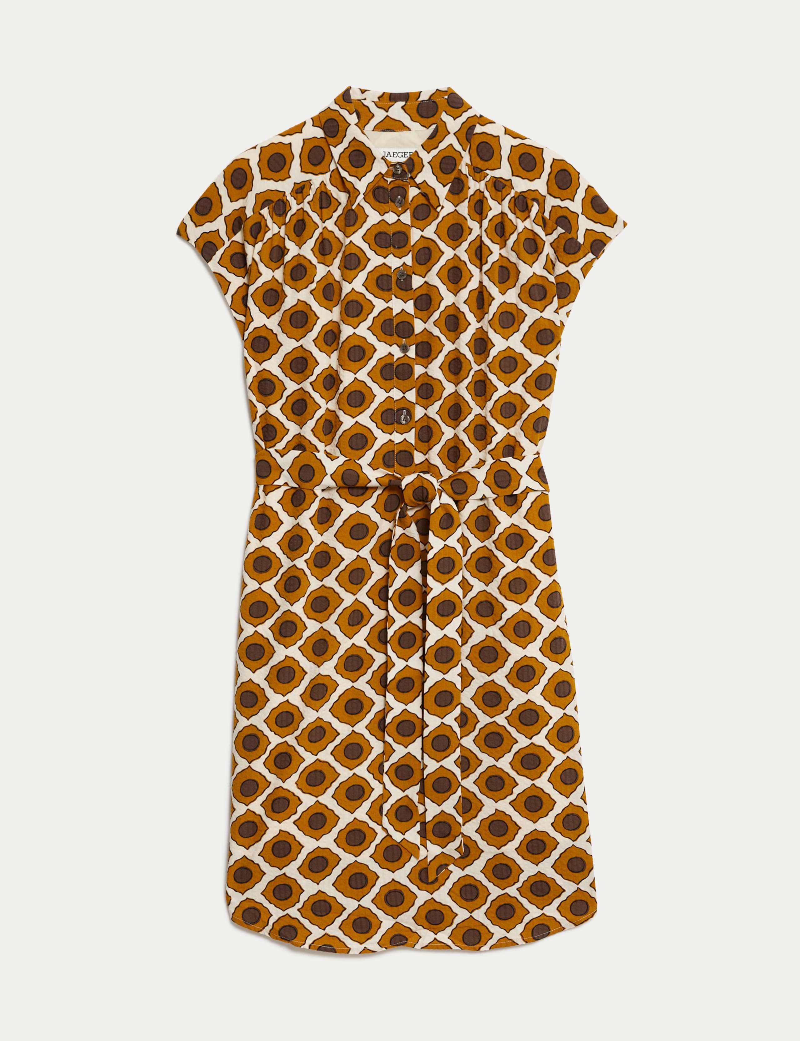 Printed Collared Tie Waist Mini Shift Dress 2 of 7