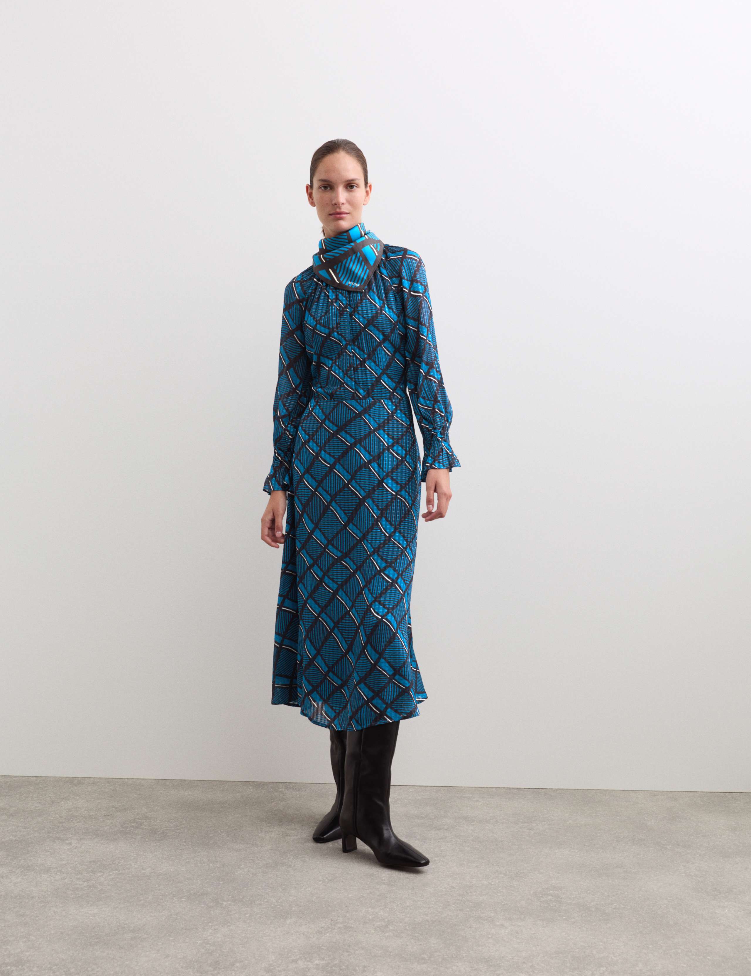 Checked Round Neck Midi Skater Dress 5 of 6