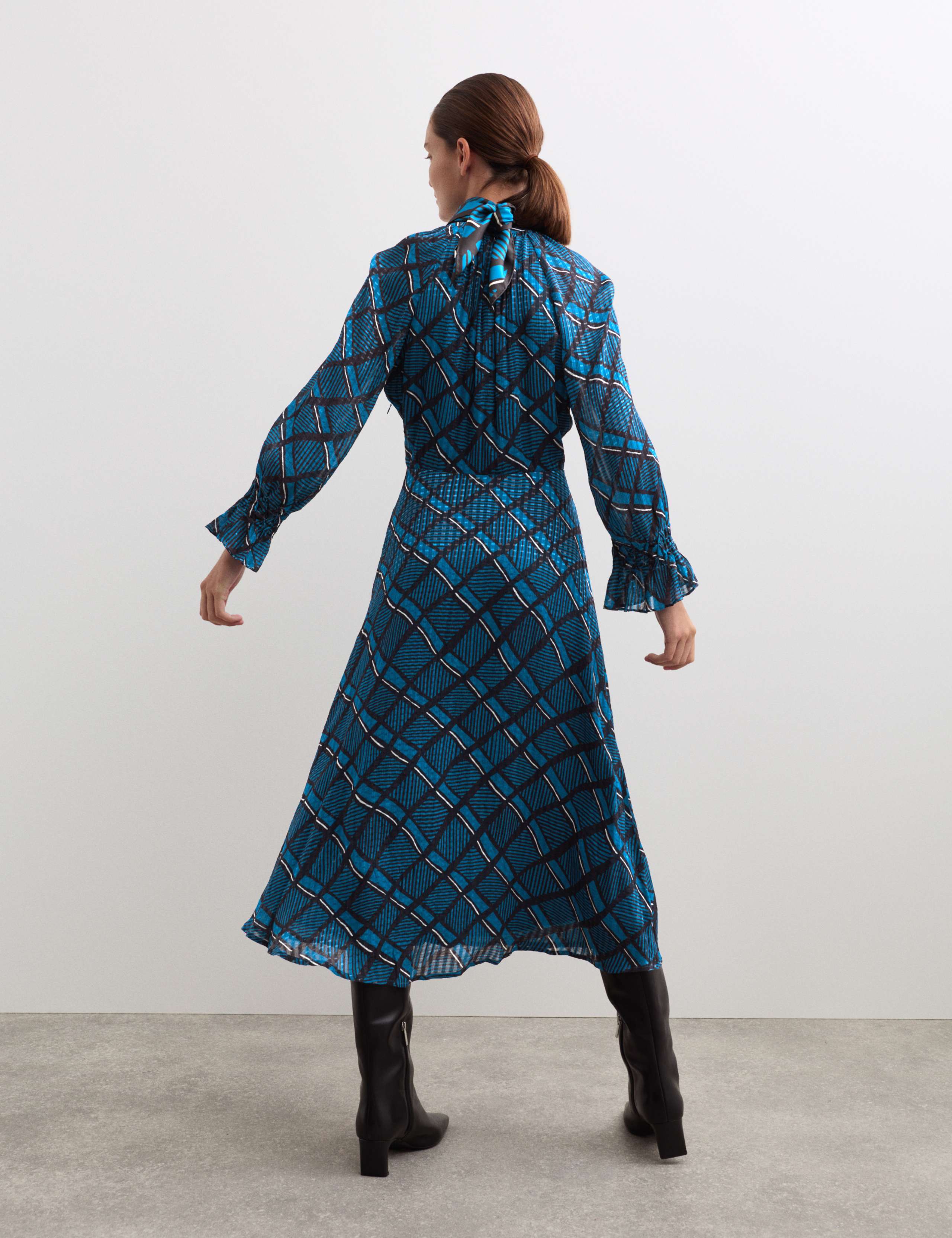 Checked Round Neck Midi Skater Dress 6 of 6