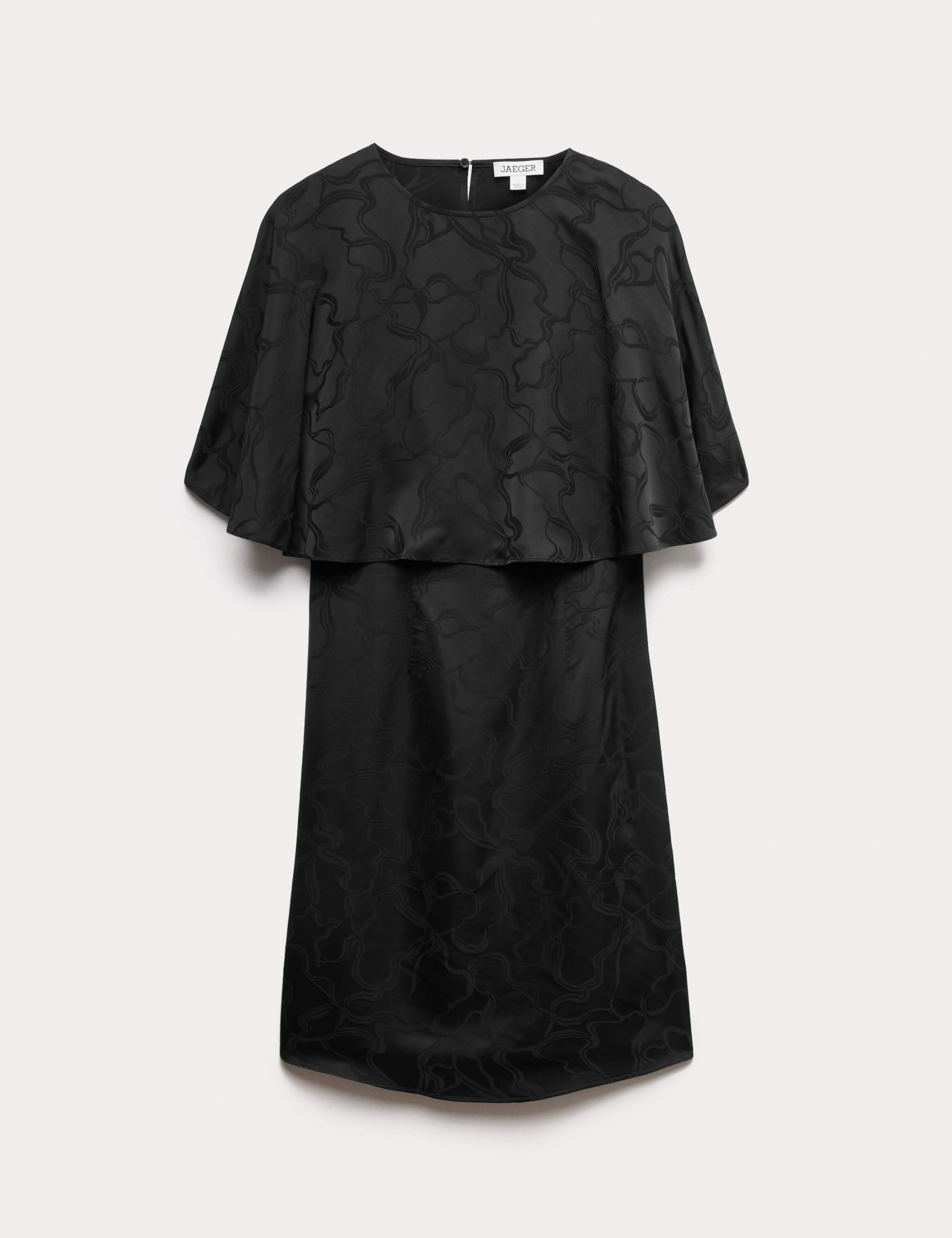 Floral Jacquard Mini Shift Dress with Cape 2 of 7