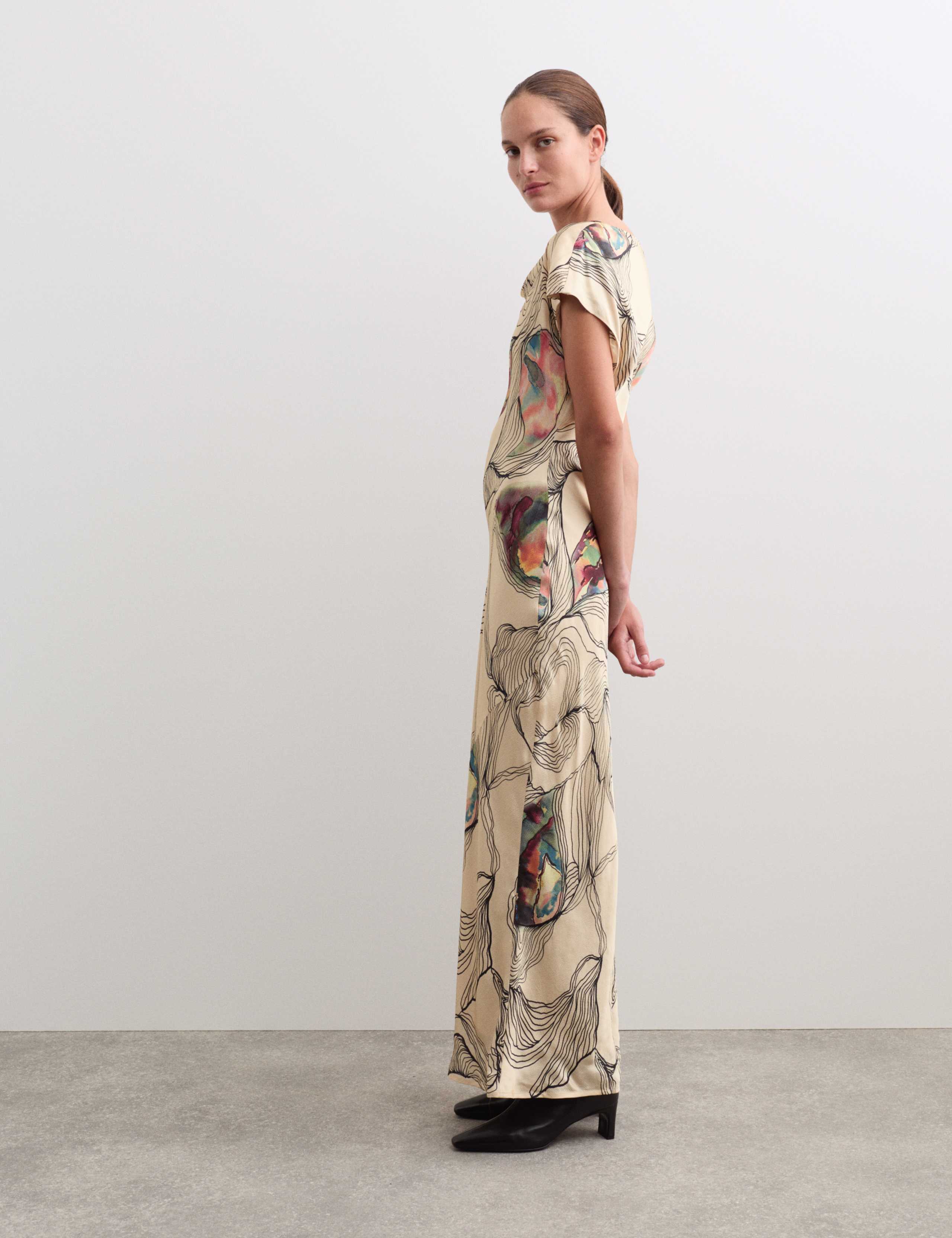 Oyster Print Cowl Neck Midaxi Column Dress 5 of 6