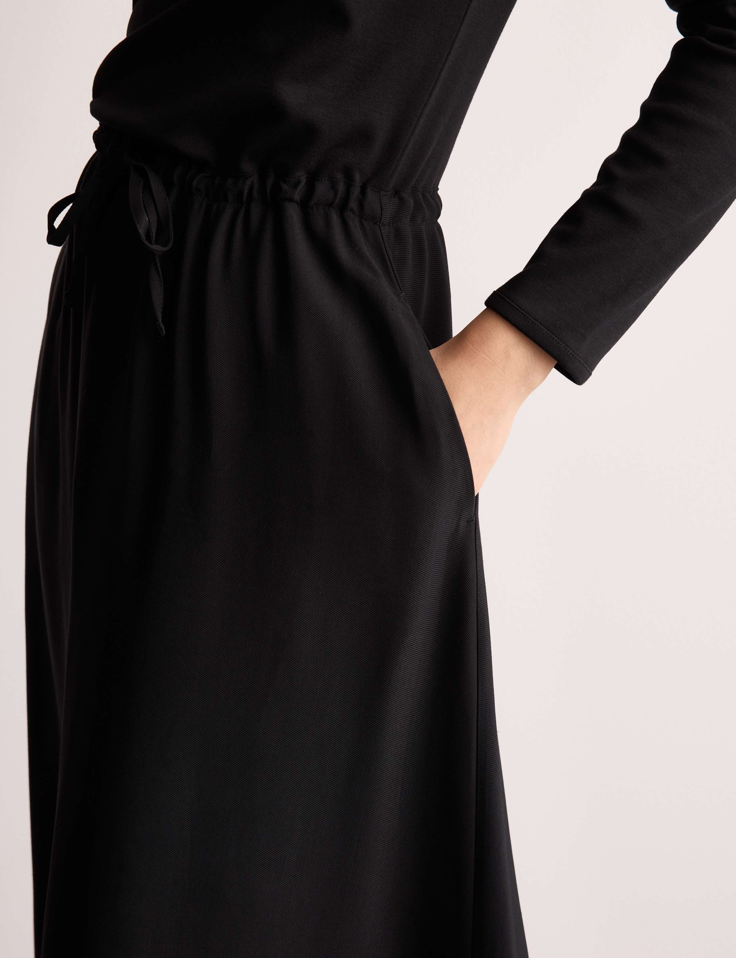 Cotton Blend Jersey Midi Waisted Dress 4 of 7