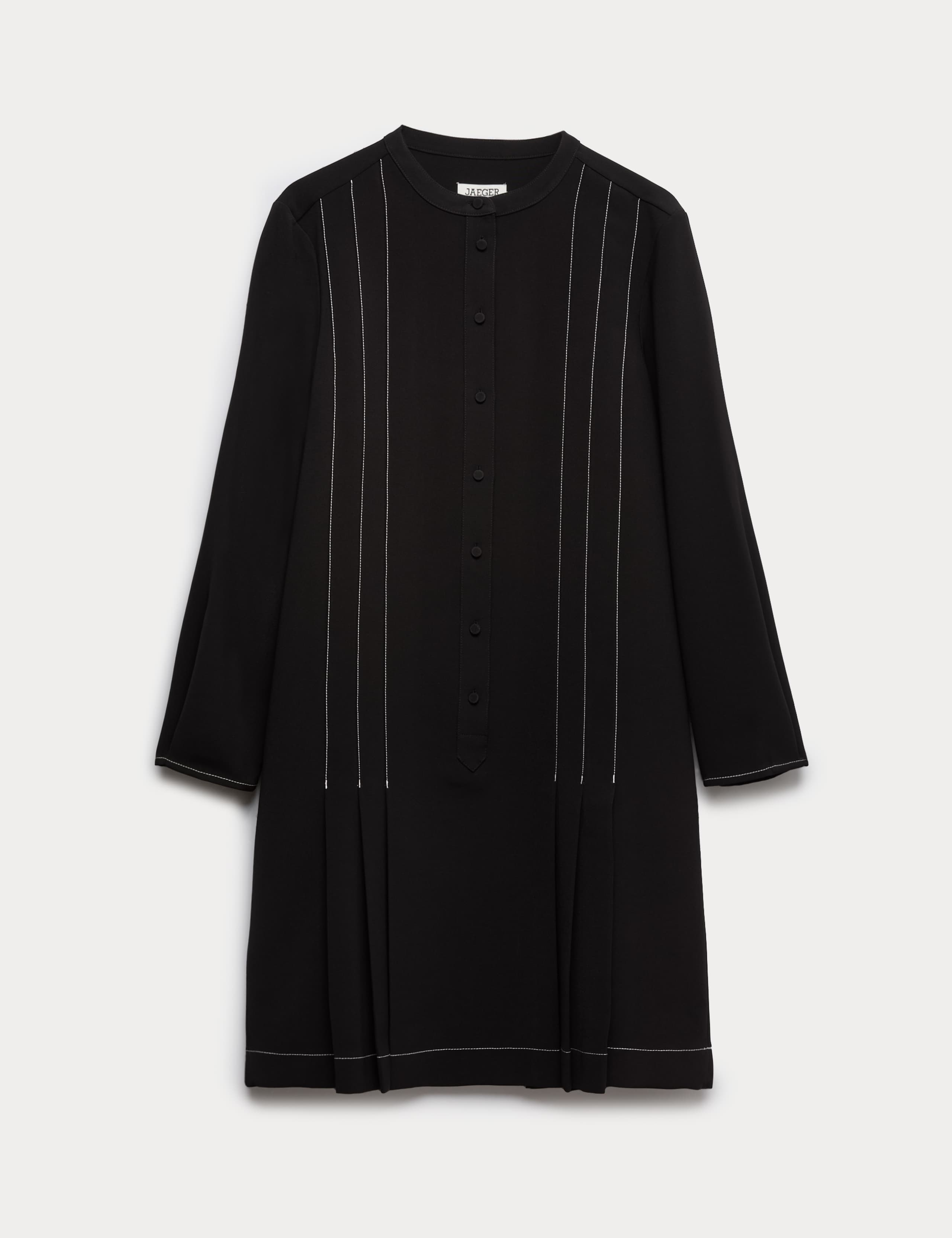 Crepe Pleated Knee Length Shift Dress 1 of 1